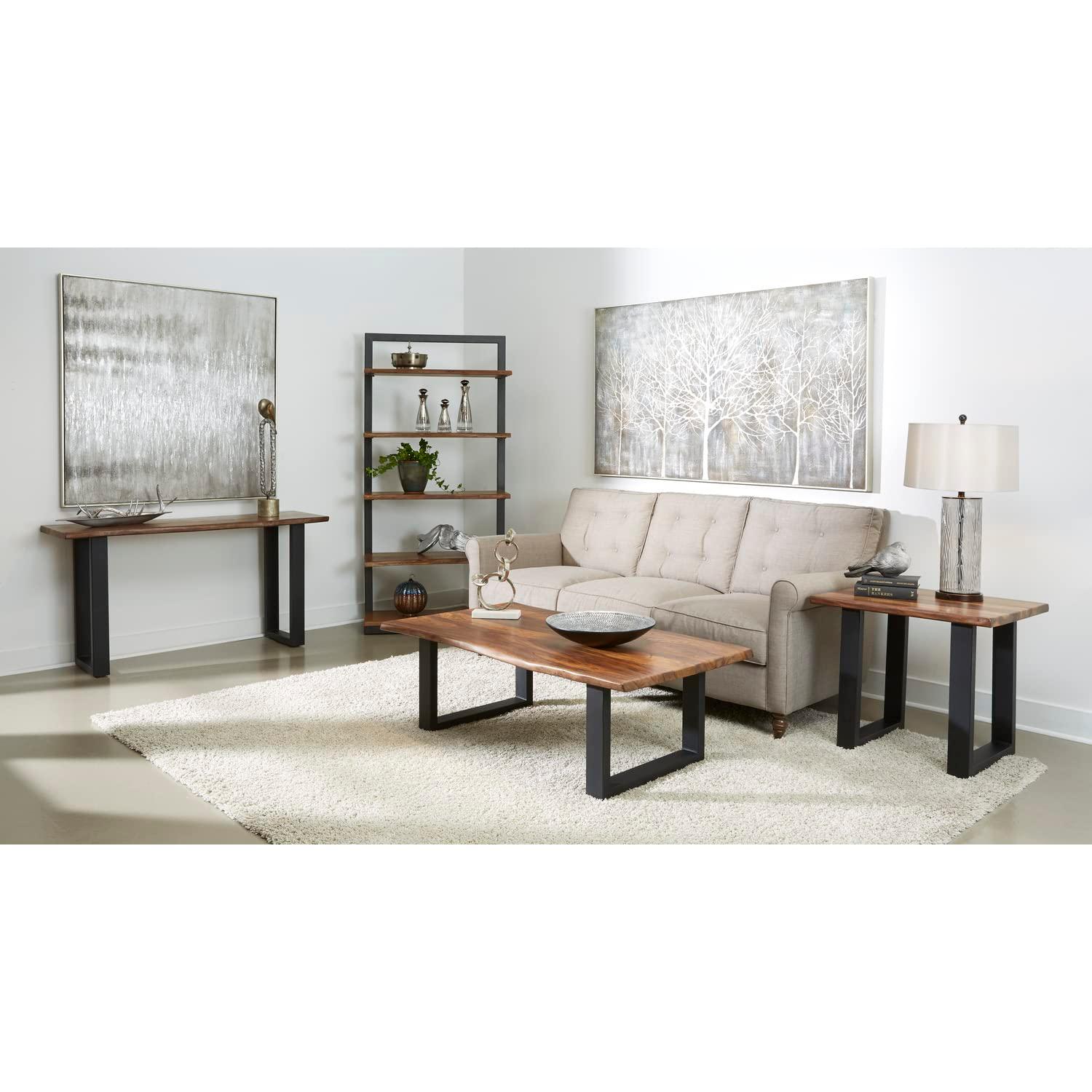 Coast to Coast Raw Edge Brownstone 28" Wide Black and Wood End Table