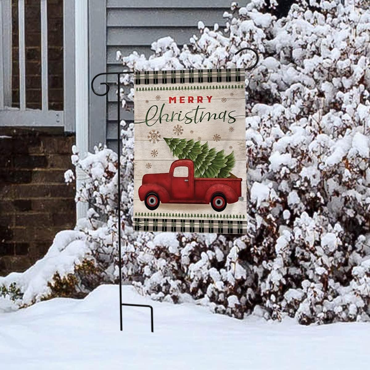 Merry Christmas Pickup Truck Garden Flag Rustic 12.5"x18" Briarwood Lane