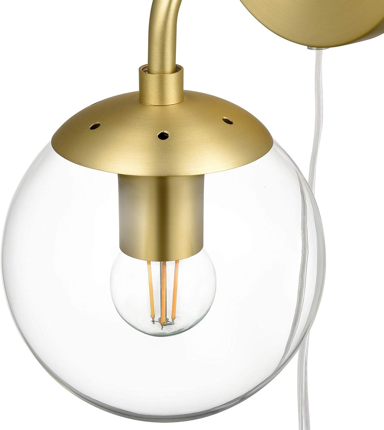 Greta Globe 8'' Brushed Brass Wall Sconce with Clear Glass Shade