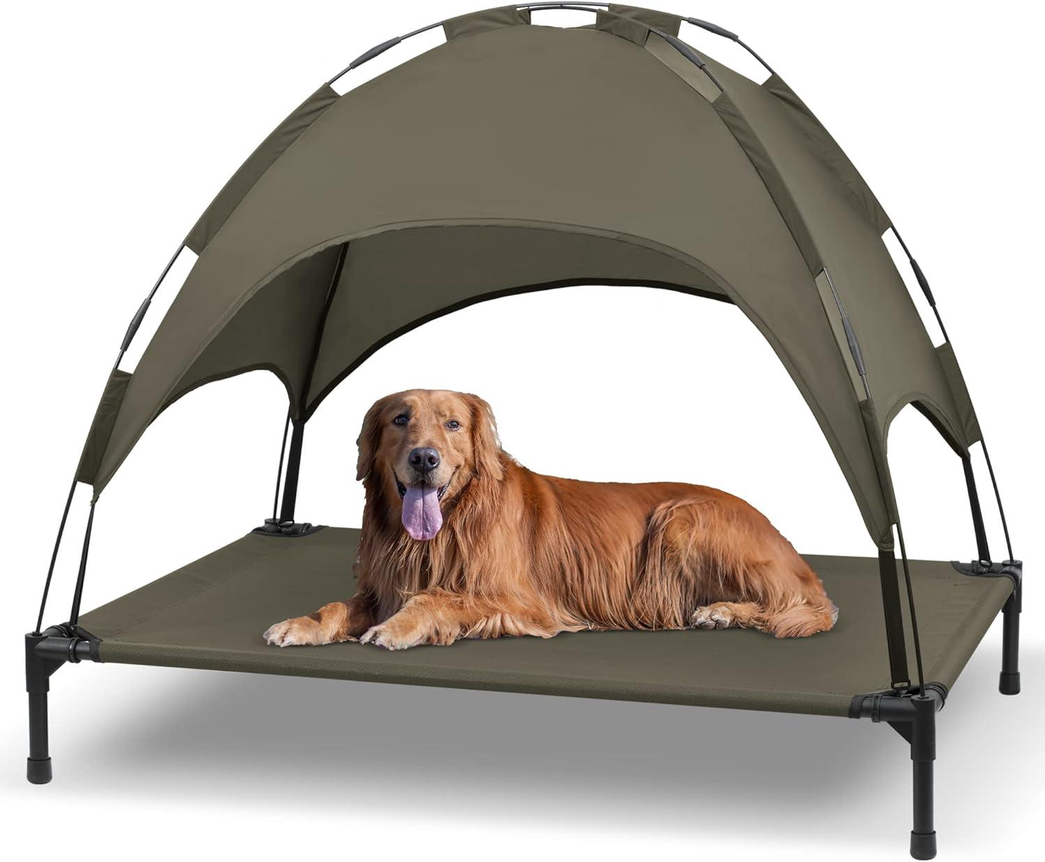 Tucker Murphy Pet™ Elevated Dog Bed With Canopy, Outdoor Dog Cot With Removable Canopy Shade Tent, Raised Pet Cot