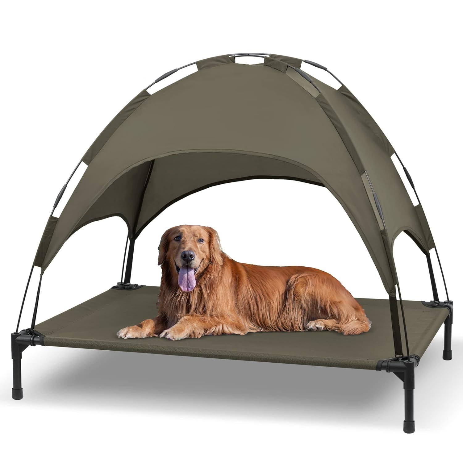 Tucker Murphy Pet™ Elevated Dog Bed With Canopy, Outdoor Dog Cot With Removable Canopy Shade Tent, Raised Pet Cot