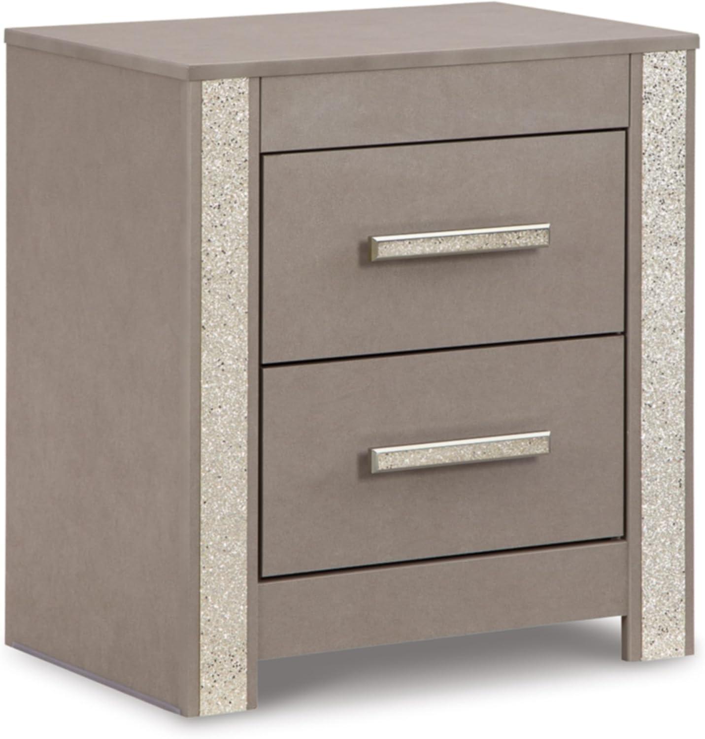 Signature Design by Ashley Contemporary Surancha 2 Drawer Nightstand, Gray