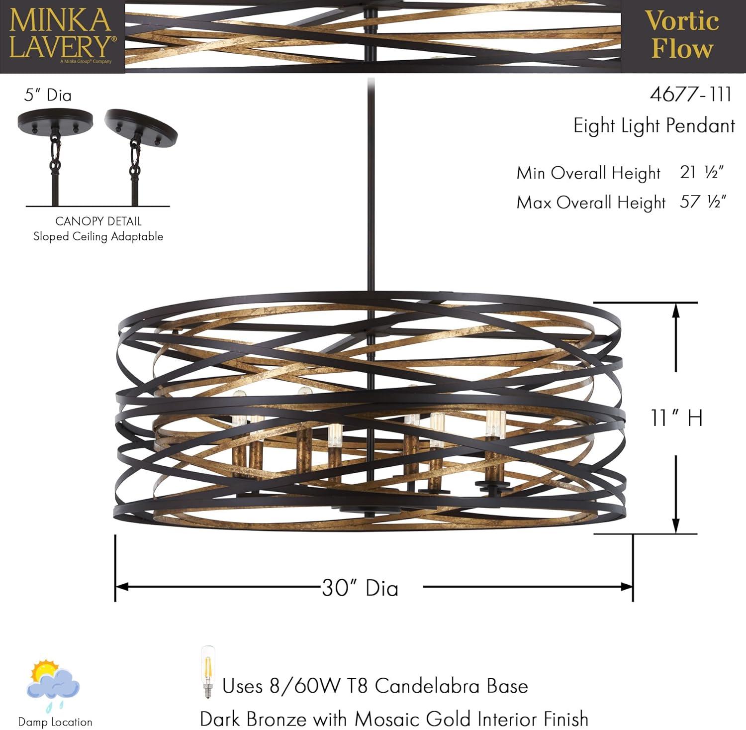 Minka Lavery Vortic Flow 8 - Light Dark Bronze/Mosaic Gold Unique/Statement Pendant