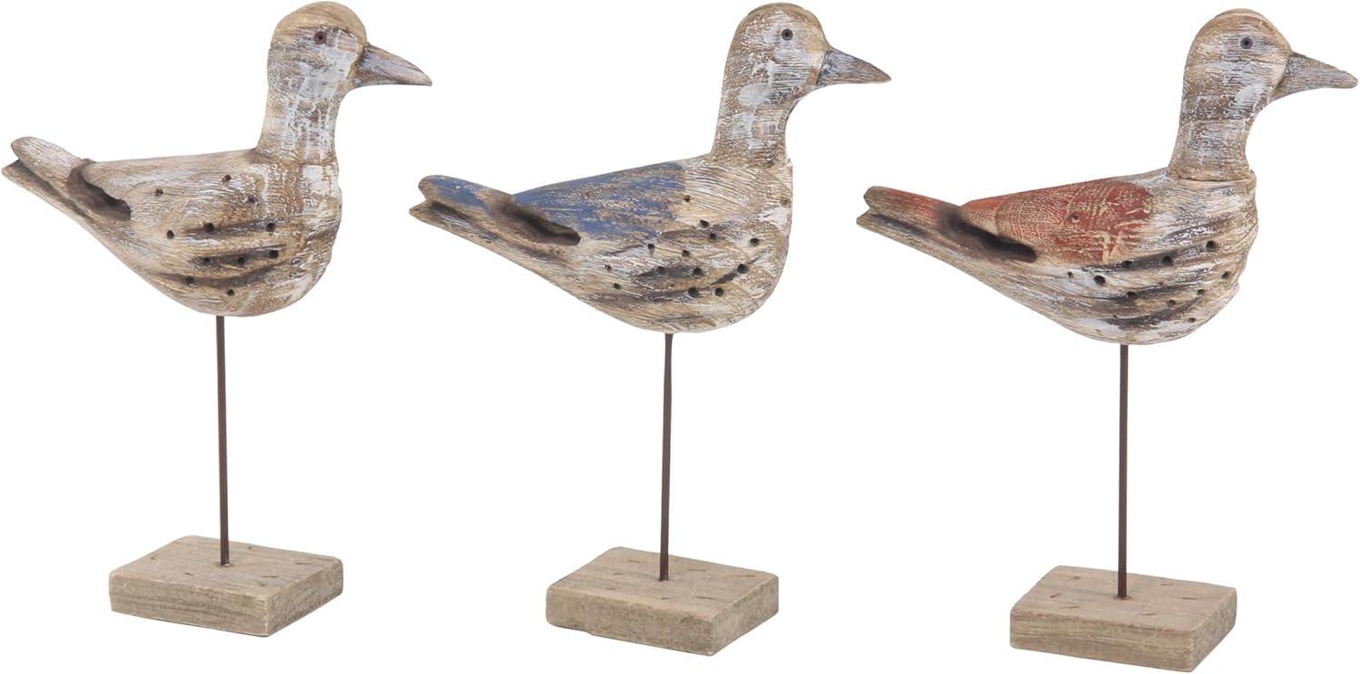 11"W, 14"H Brown Wood Bird Sculpture, by DecMode (3 Count)