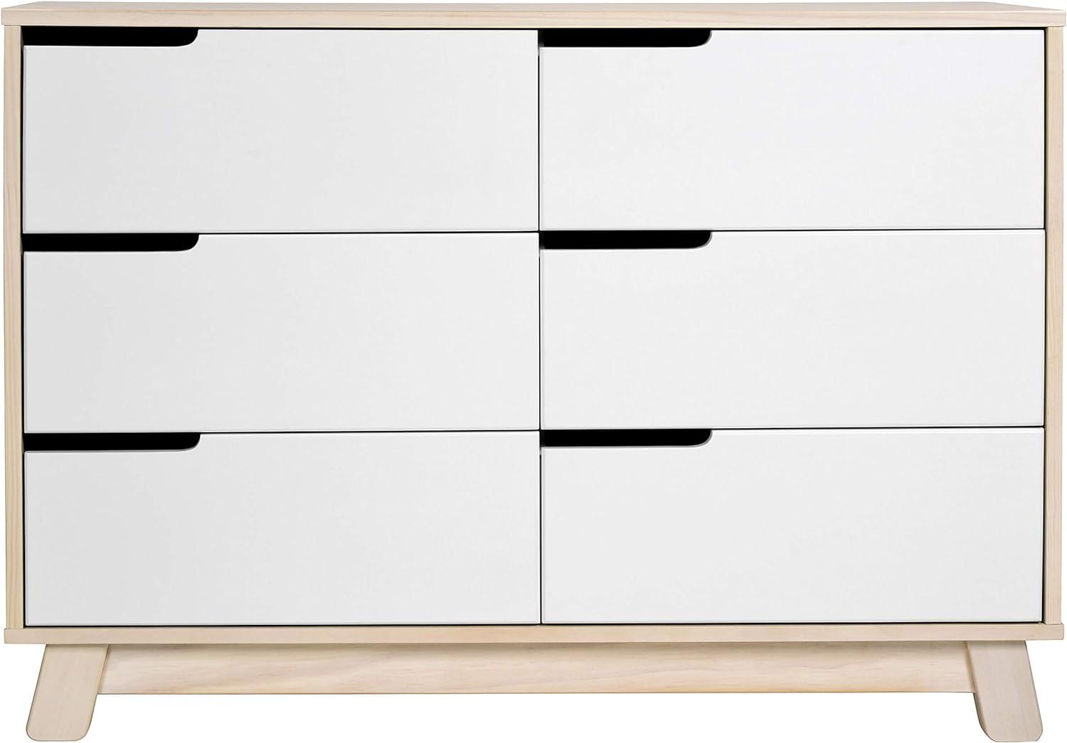 Hudson Mid-Century Modern 6-Drawer Dresser in Washed Natural/White