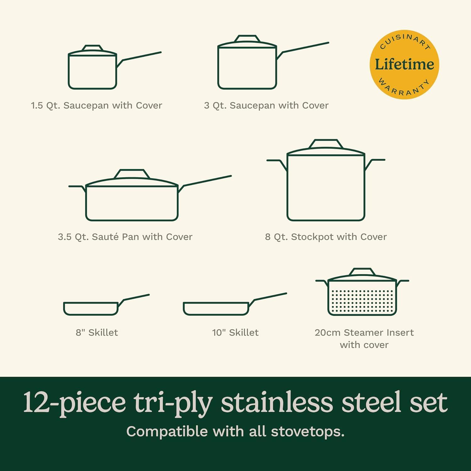 Cuisinart ® MultiClad Pro™ 12-Piece Tri-Ply Stainless Steel Cookware Set