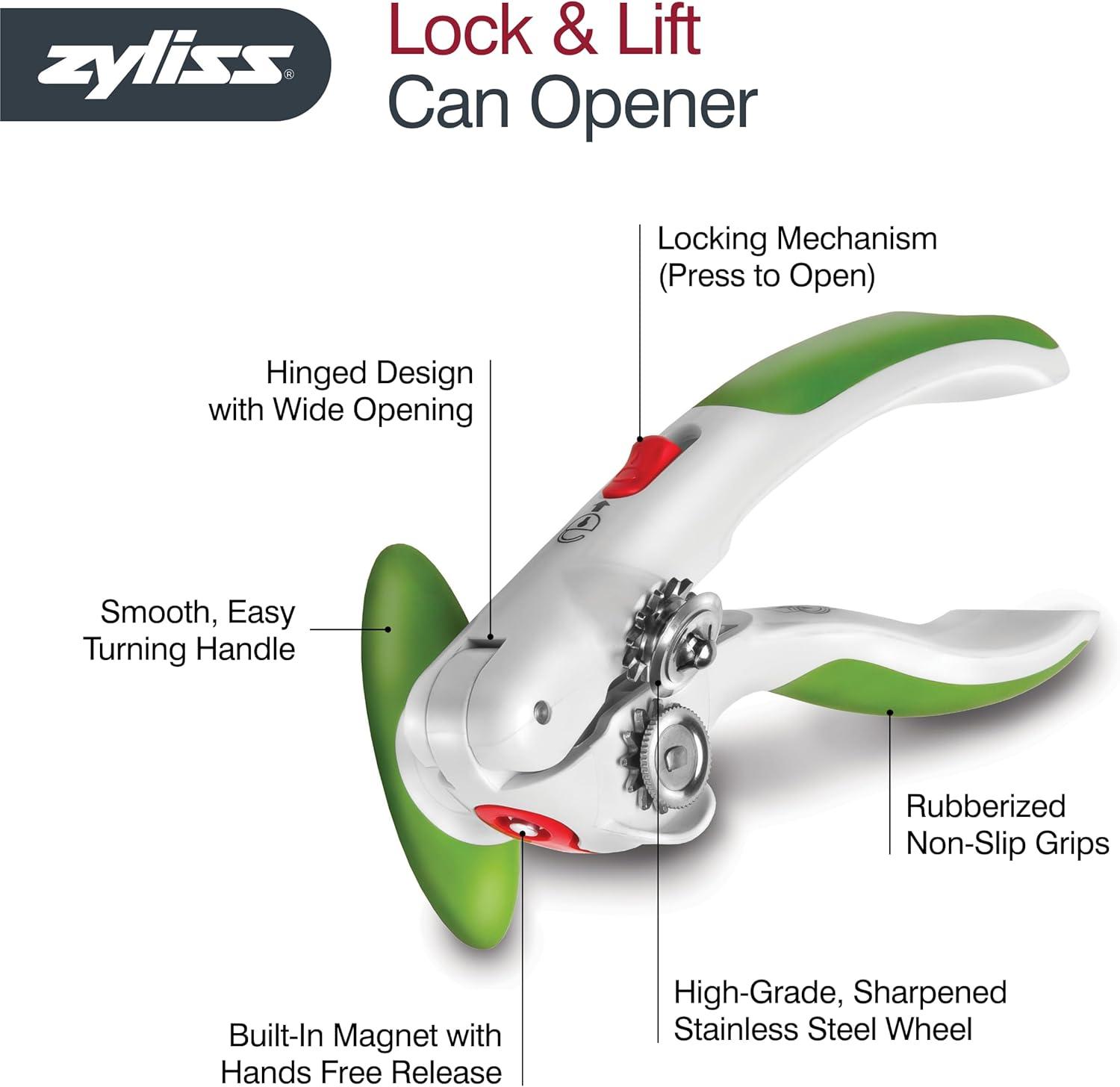 Zyliss Zyliss Lock N' Lift Can Opener with Lid Lifter Magnet, Green