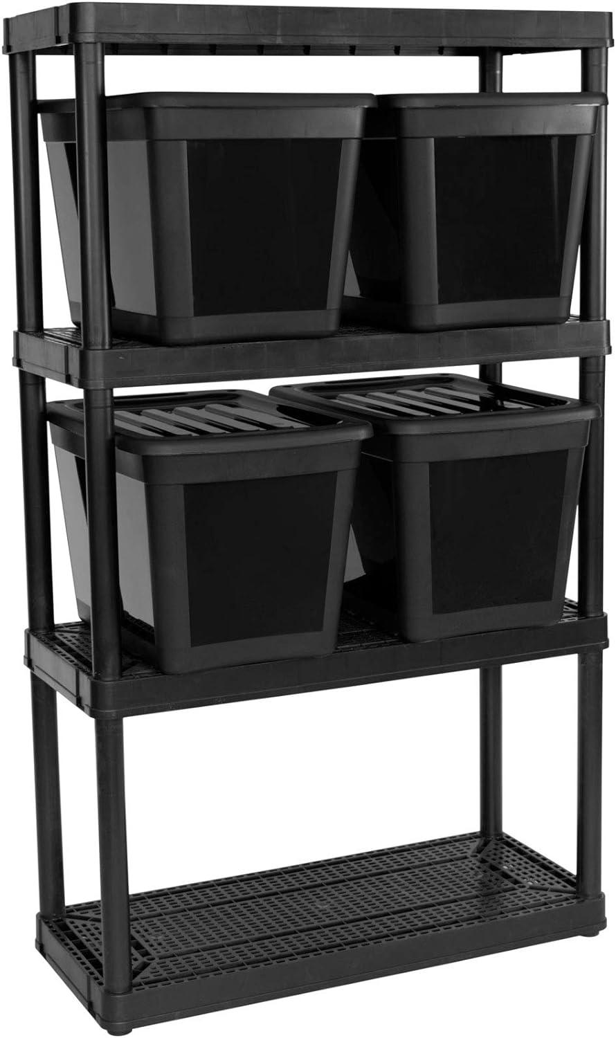 Gracious Living 4 Shelf Fixed Height Ventilated Medium Duty Shelving Unit Organizer System for Home, Garage, Basement, Laundry