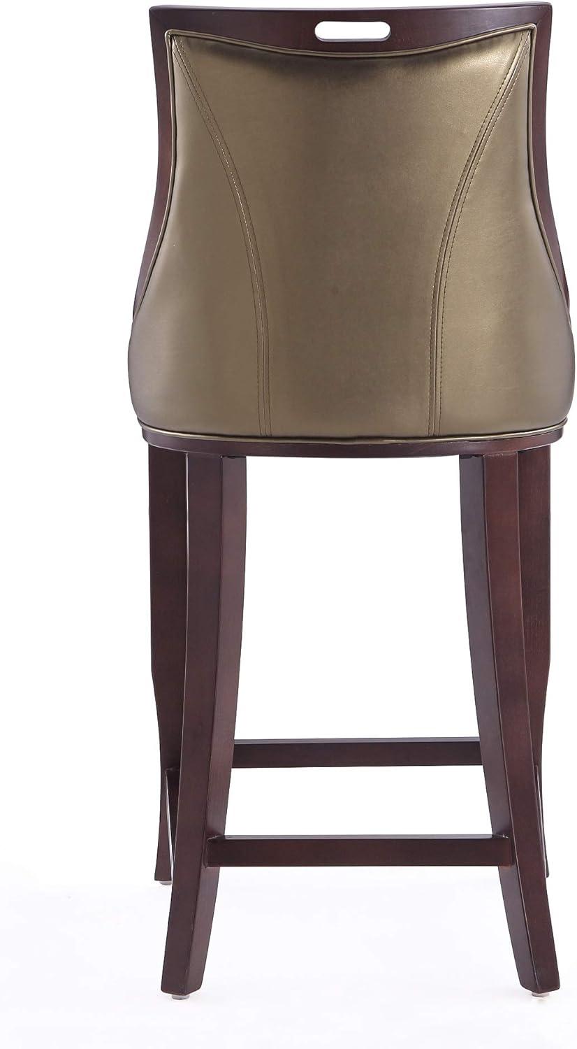 Set of 2 Emperor Upholstered Beech Wood Faux Leather Barstools - Manhattan Comfort