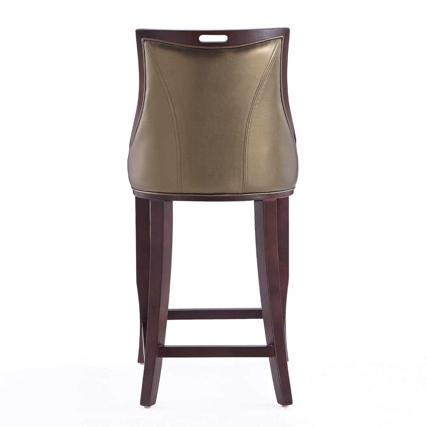 Set of 2 Emperor Upholstered Beech Wood Faux Leather Barstools Bronze - Manhattan Comfort: Semi-Gloss Finish, No Assembly Required