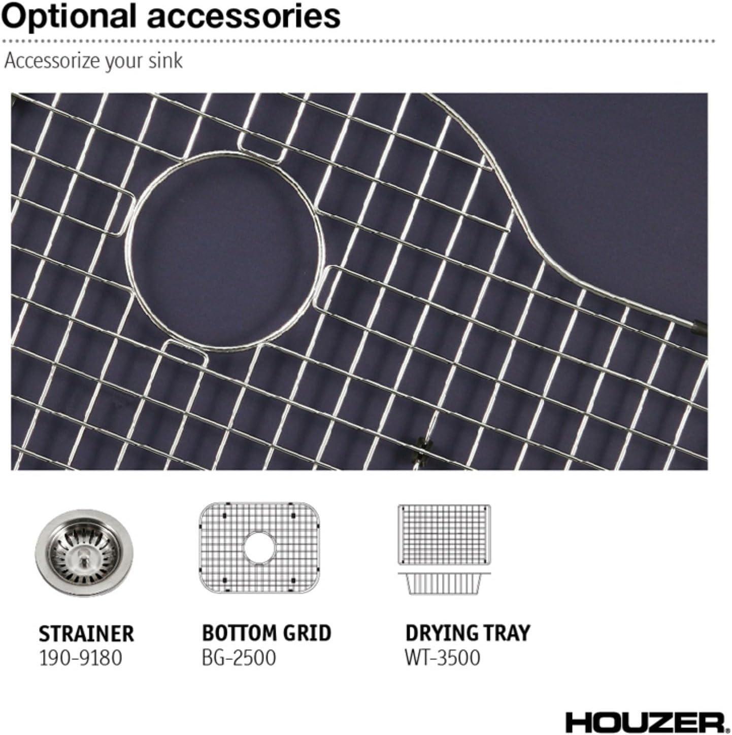 Houzer Porcela 23 in White Porcelain Enamel Steel Undermount Single Bowl Kitchen Sink - PCS-2500 WH