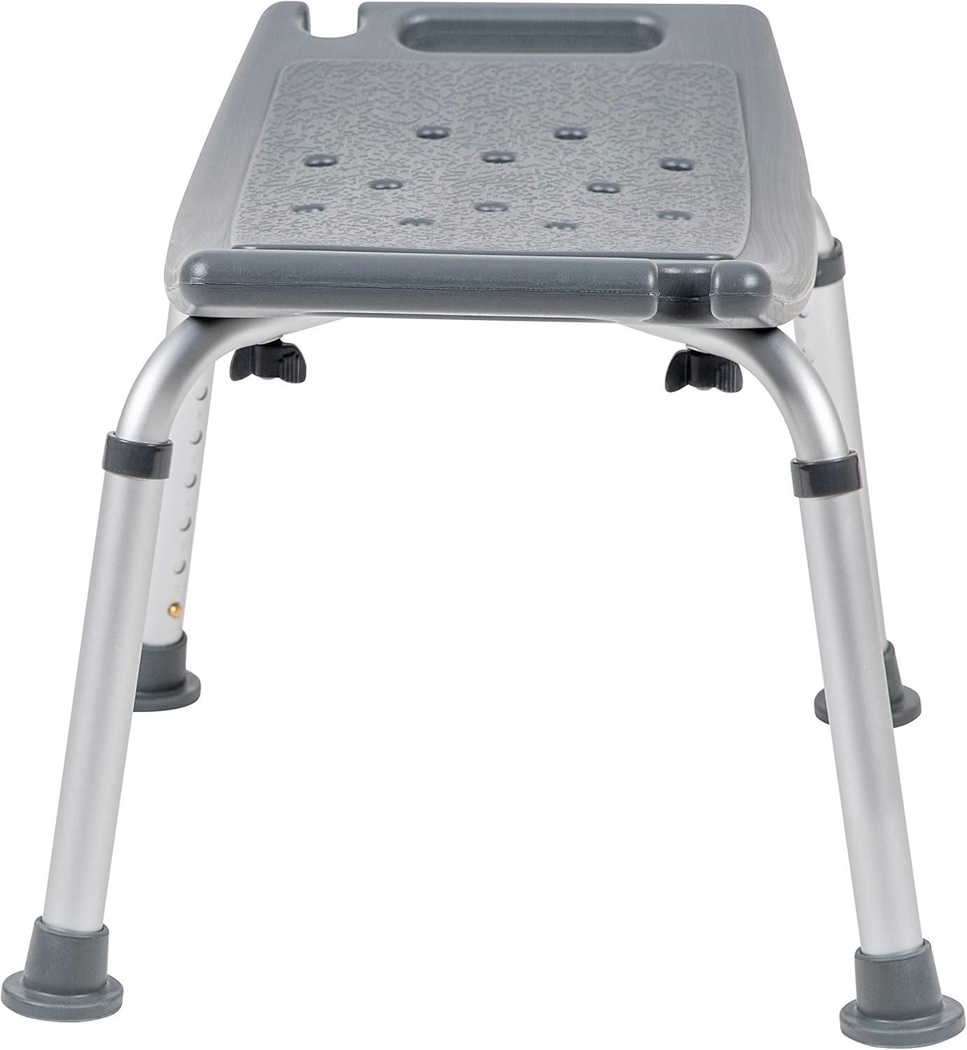 Adjustable Gray Bath & Shower Chair with Non-Slip, Tool-Free Assembly