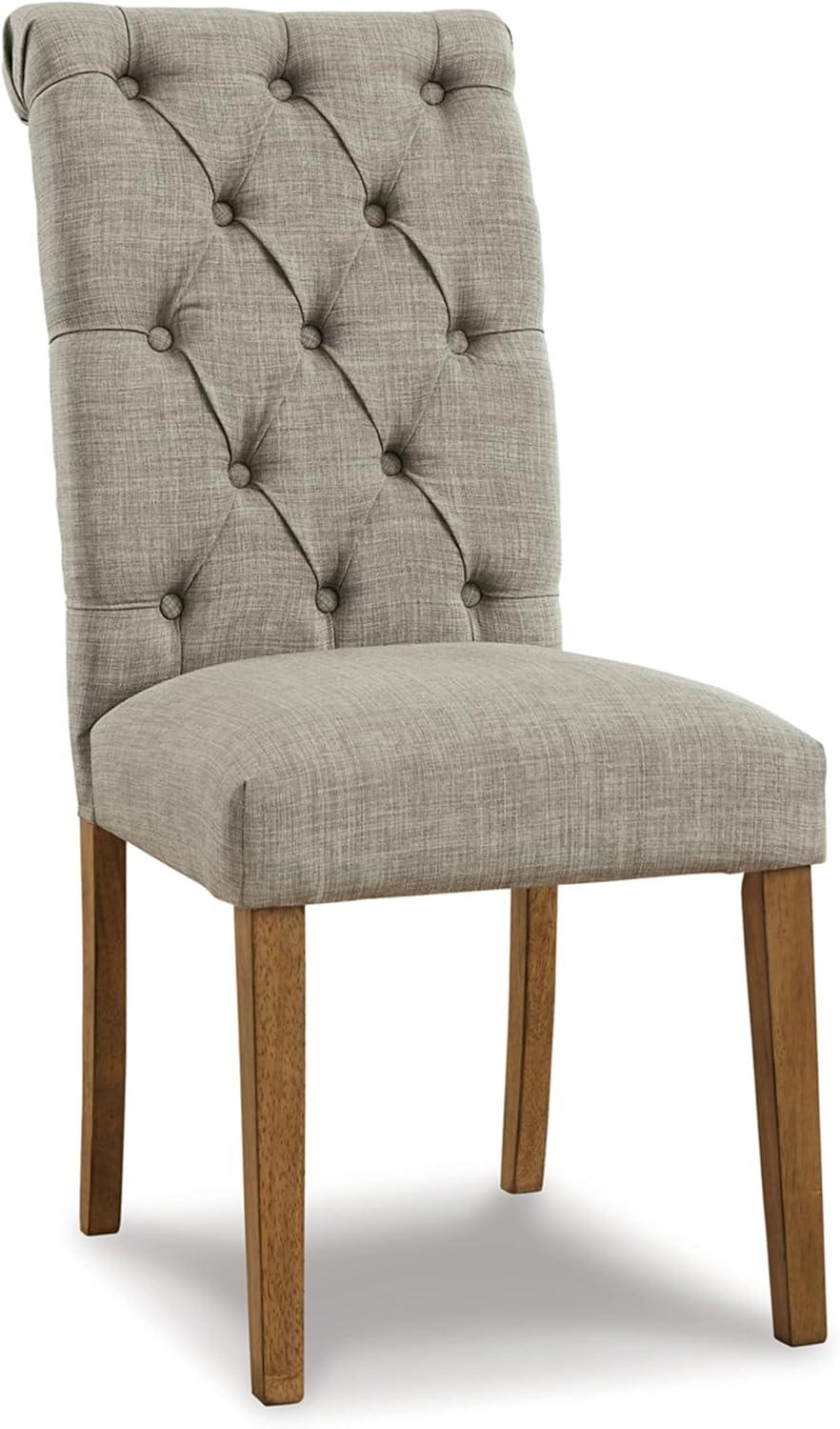 Harvina Light Gray Upholstered Button-Tufted Side Chair