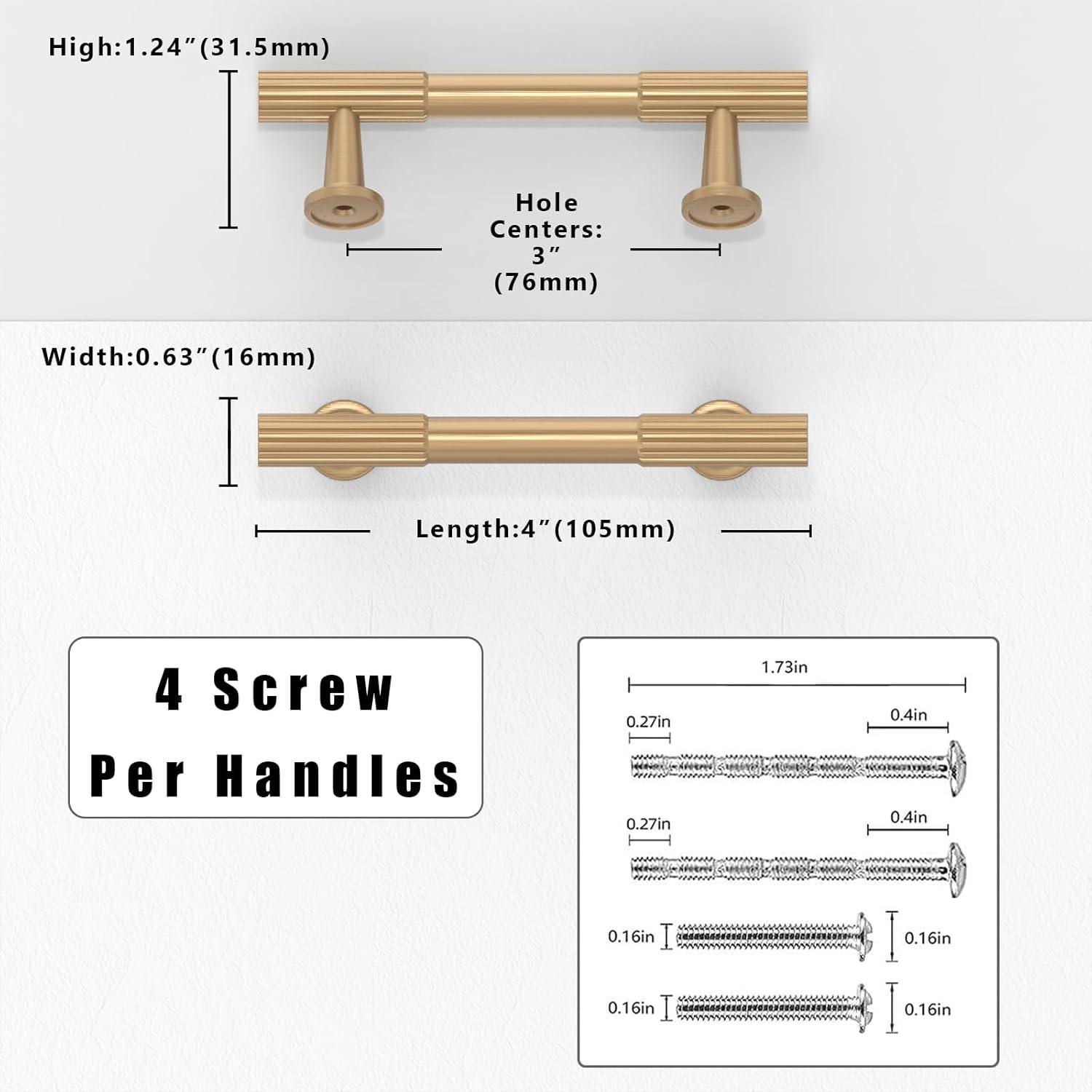 goldenwarm 10 Pack Champagne Bronze Cabinet Pulls Gold Cabinet Handles 3 inch(76mm) Champagne Drawer Pulls Brushed Bronze Cabinet Pulls Kitchen Bathroom Bedroom Furniture Handles