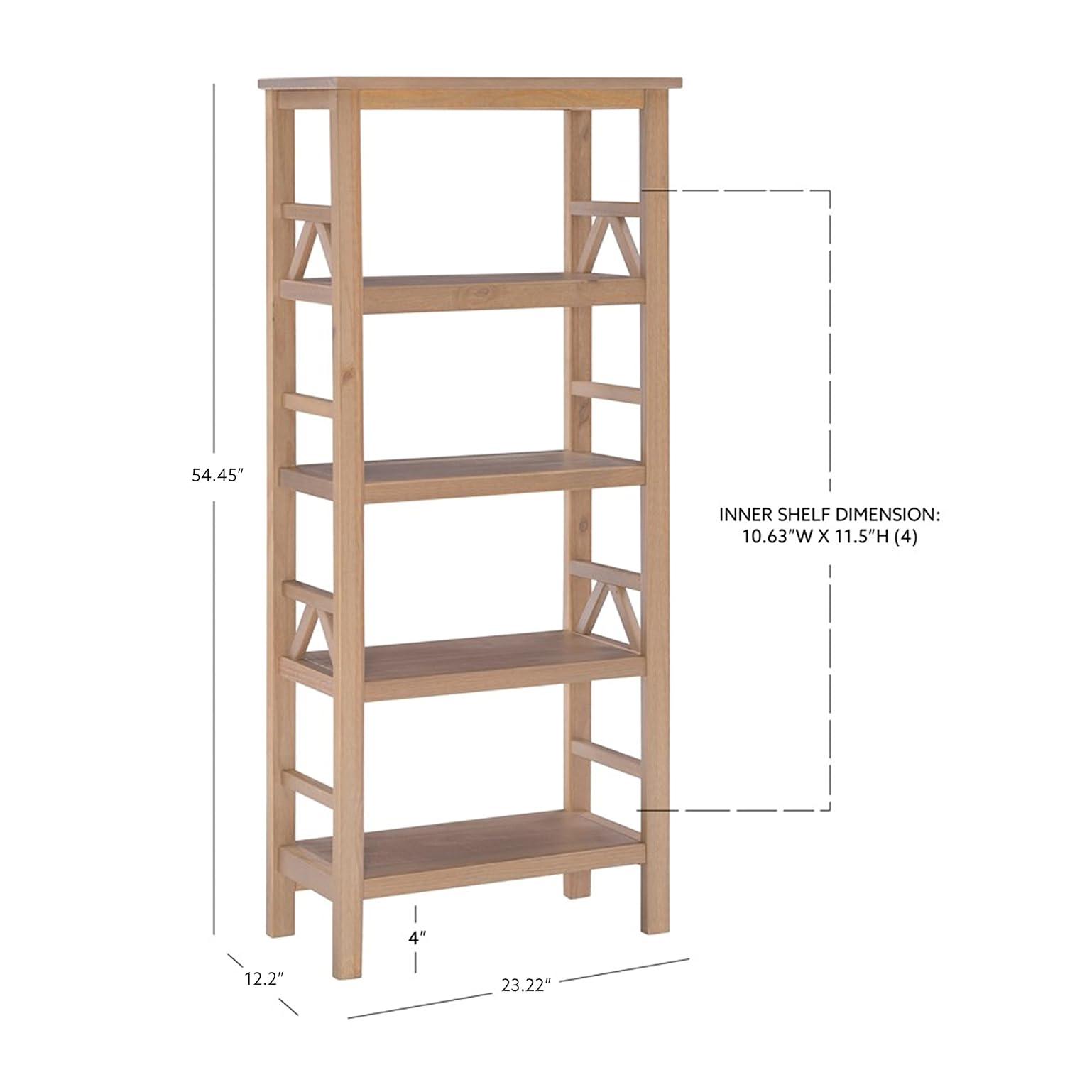 54.45" Original PT - Titian Transitional Solid Wood Display and Storage Bookshelf Driftwood - Linon