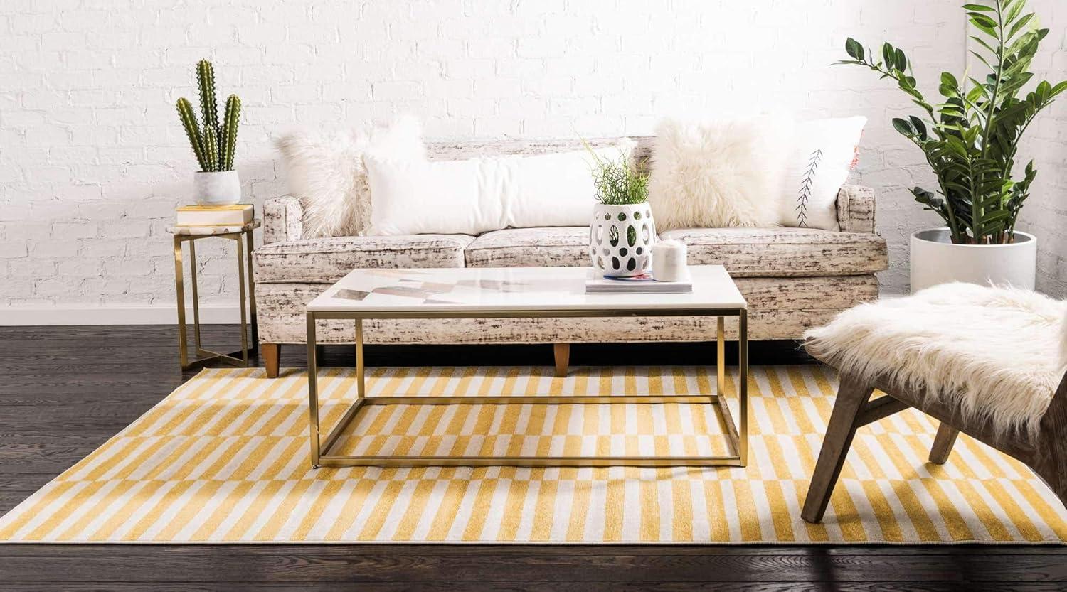 Unique Loom Williamsburg Collection Area Rug - Striped (4' 1" x 6' 1" Rectangle Yellow/Ivory)