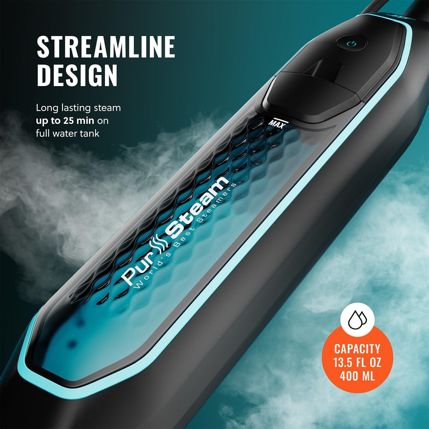 PurSteam ScrubMaster Steam Mop with Dual Scrubbing Head, LED Headlights, Adjustable Steam Control, Anti-Slip Swivel Head, Cable Holder & Upright Lock