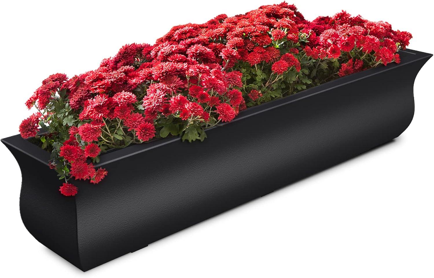 Valencia Black 48" Self-Watering Polyethylene Window Box