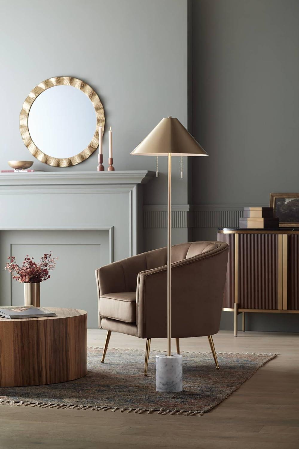 Uttermost Wave 32" Gold Round Wall Mirror