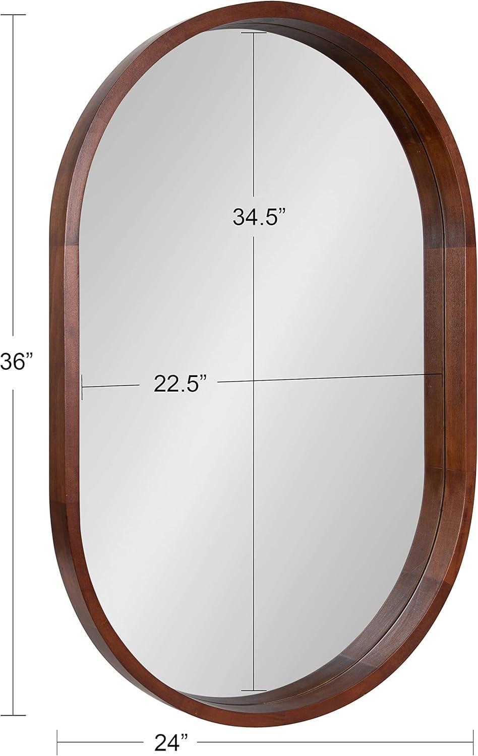 Kate and Laurel Hutton Wood Capsule Mirror, 24x36, Walnut Brown