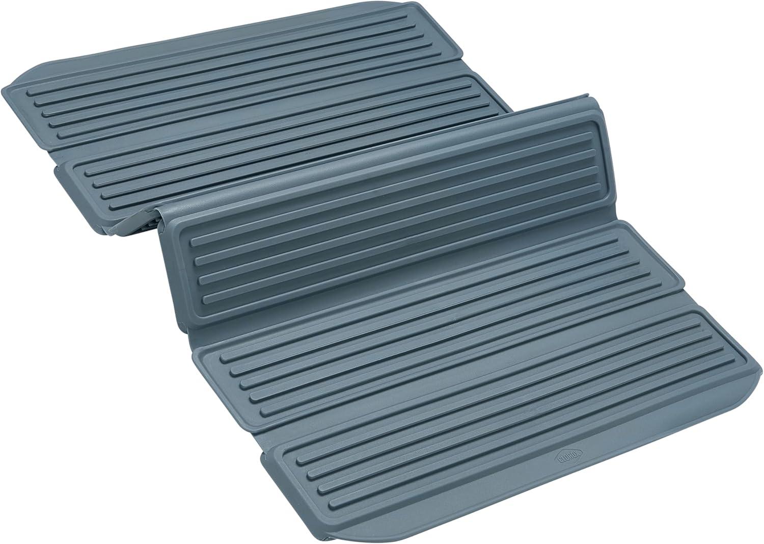 Clorox KeptClean Interlocking Non-Slip Dish Drying Mat – Flexible, Foldable, Durable, Quick-Dry Mat, Interlocking Panels for Various Drying Elevations, Folds Compact for Storage - Steel Blue