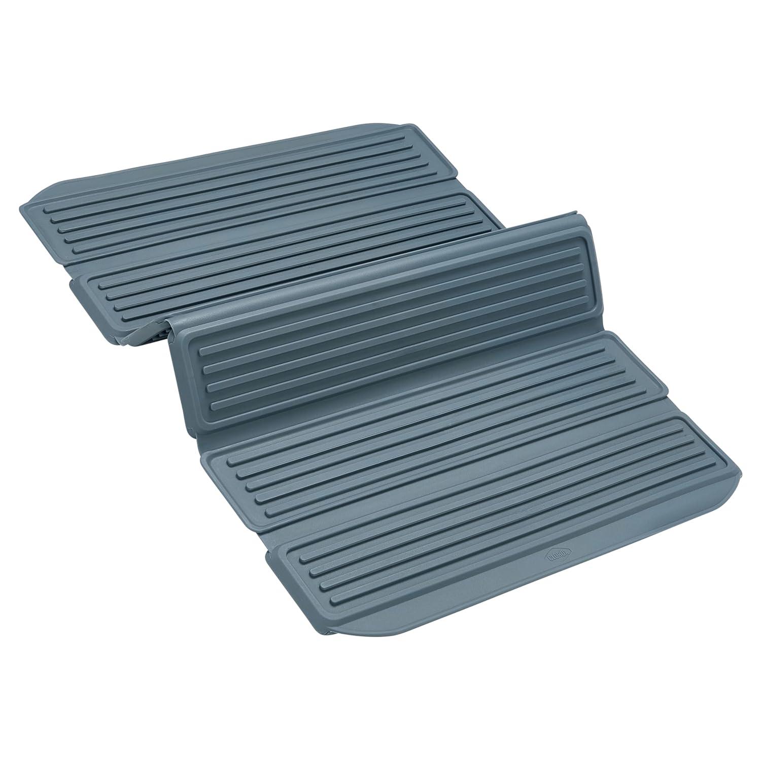 Clorox KeptClean Interlocking Non-Slip Dish Drying Mat – Flexible, Foldable, Durable, Quick-Dry Mat, Interlocking Panels for Various Drying Elevations, Folds Compact for Storage - Steel Blue