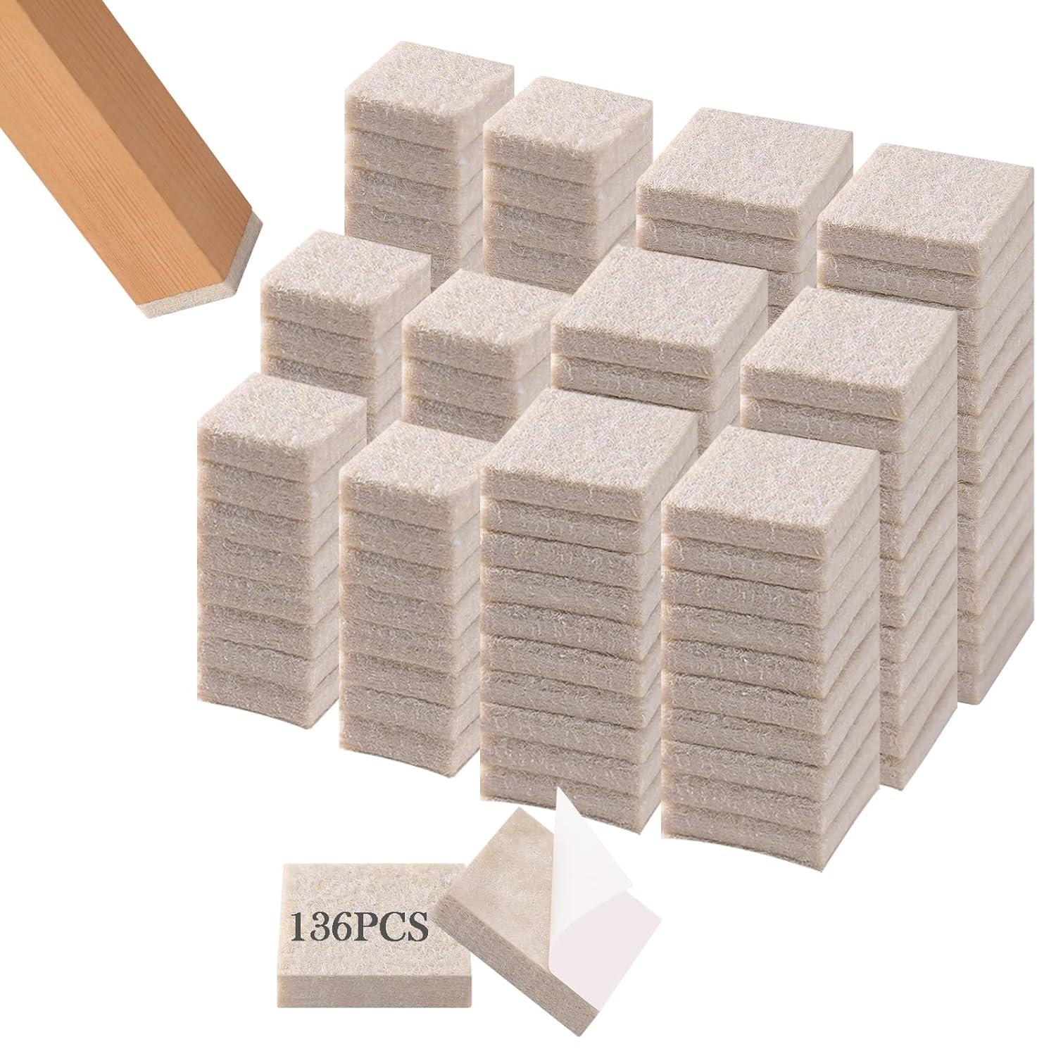 Fursafe&Q Felt Furniture Pads, Furniture Felt Pads for Hardwood Floors -Self Adhesive Chair Leg Floor Protectors, Protect from Nicks, Dents and Scratches, Chair Feet Protectors 136 Pcs Chair Feet
