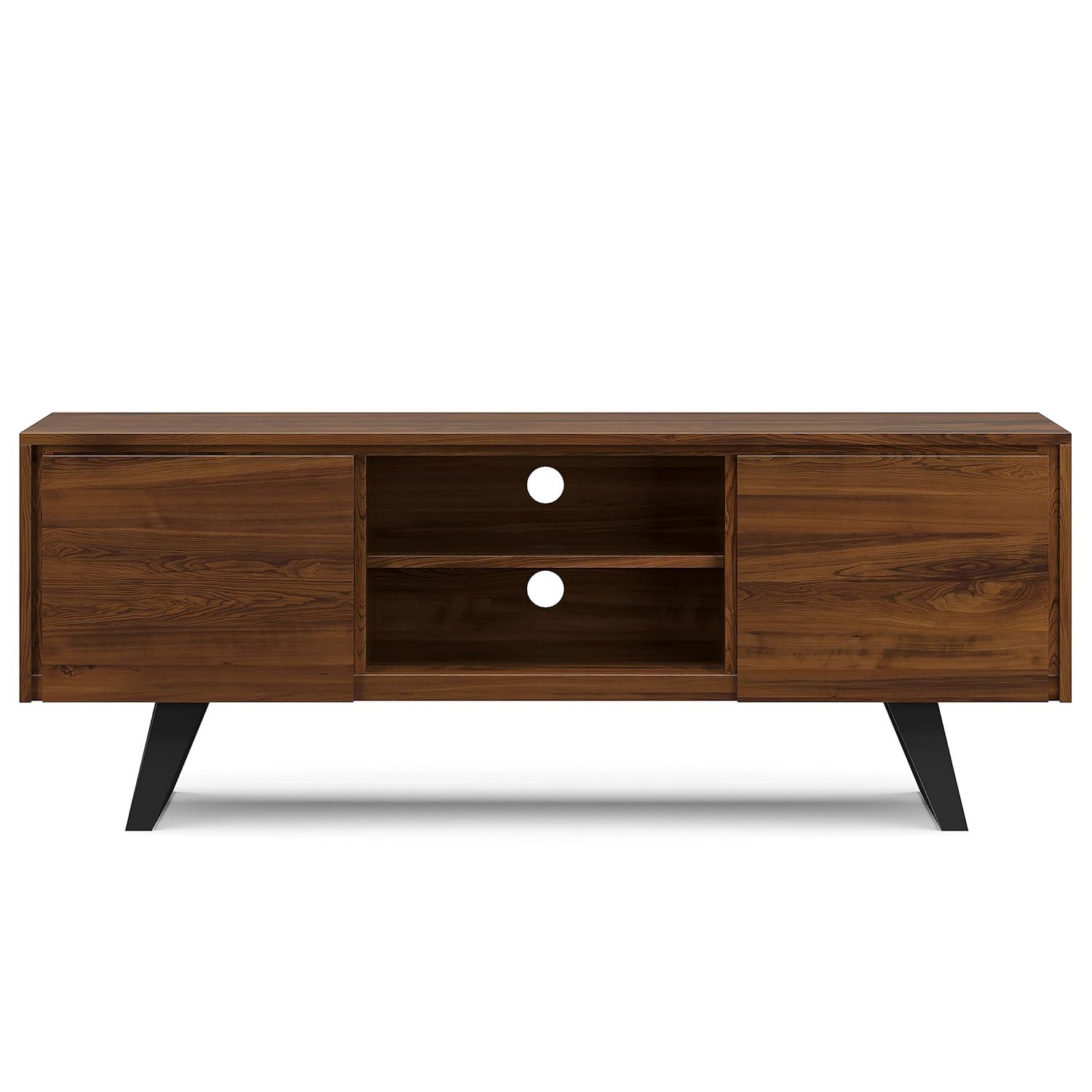 Simpli Home Lowry 63"W Solid Wood Modern Industrial TV Stand for TVs up to 70" with Storage