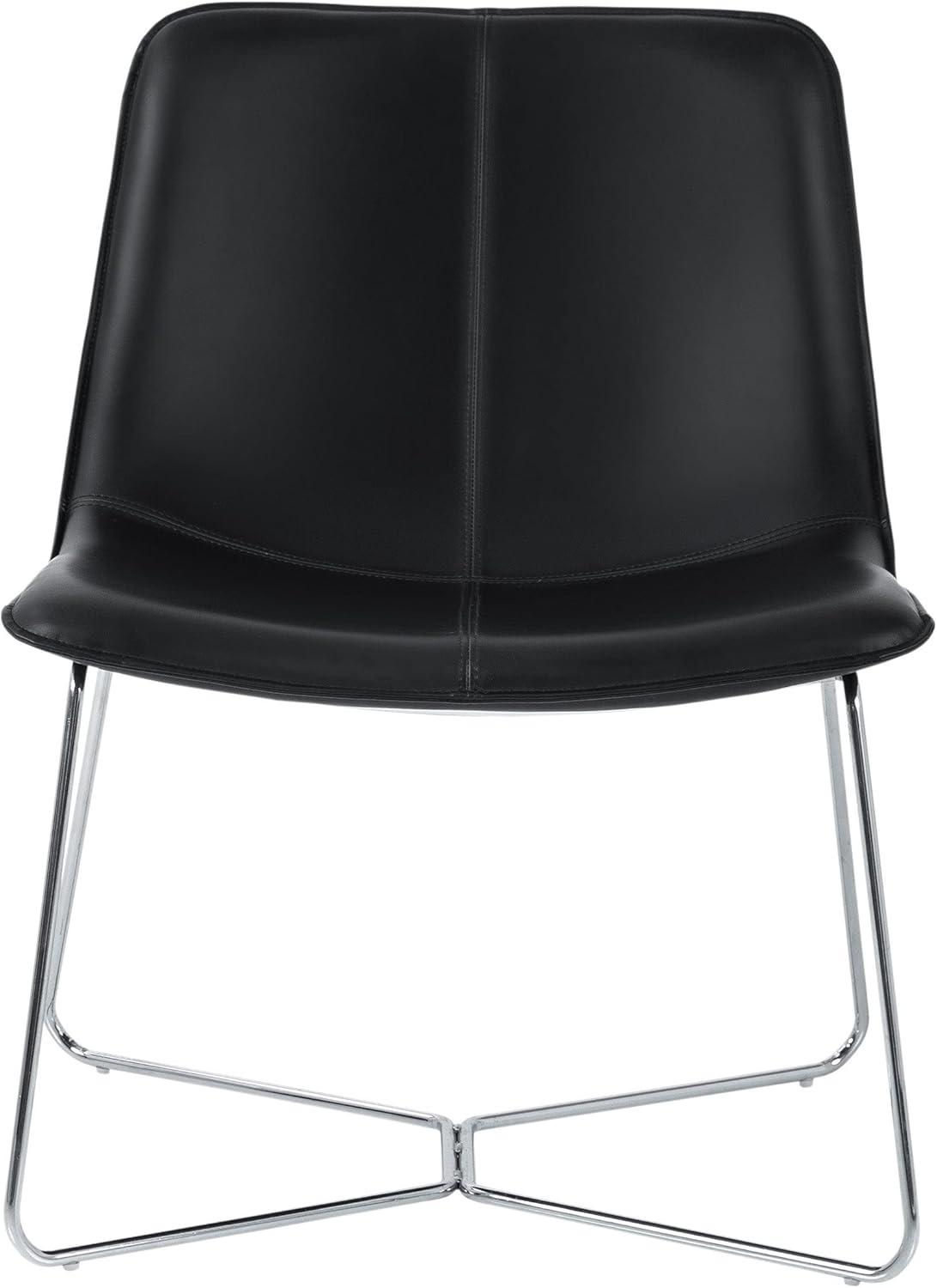 OSP Home Furnishings Grayson Contemporary Scoop Accent Chair, Black with Chrome Base