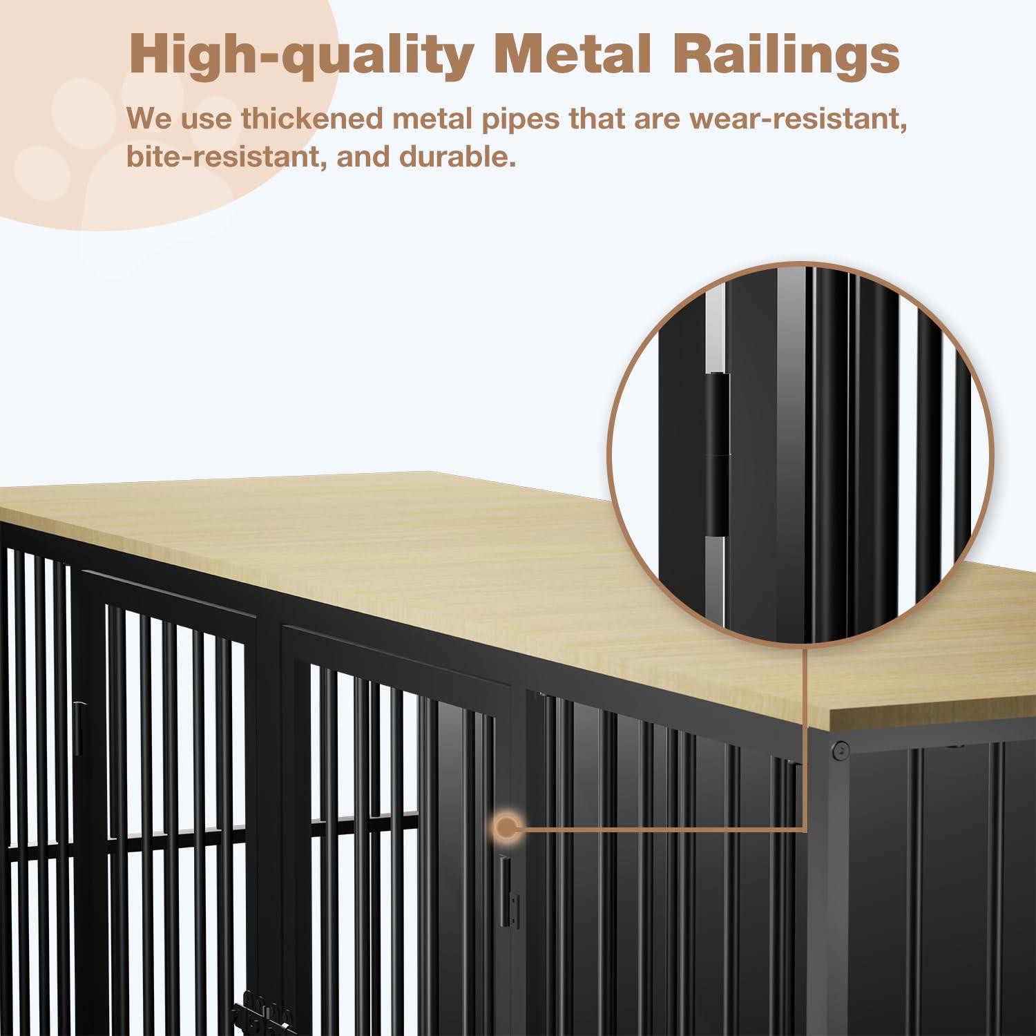 Tucker Murphy Pet™ Large Dog Crate Furniture for 2 Dogs, 71.6'' Steel Frame Dog Crate with Double Doors, Heavy Sturdy Dog Kennel