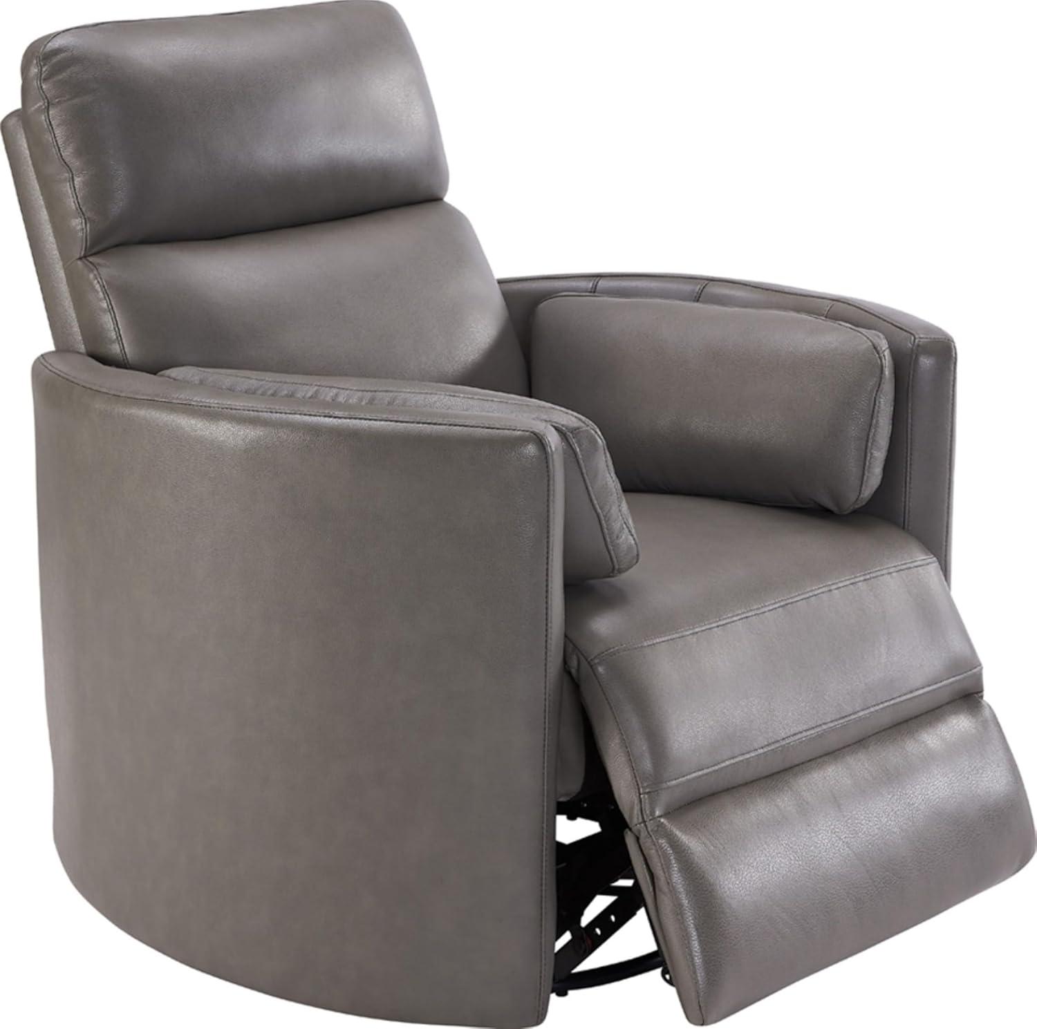 Florence Heron Leather Swivel Wood Recliner