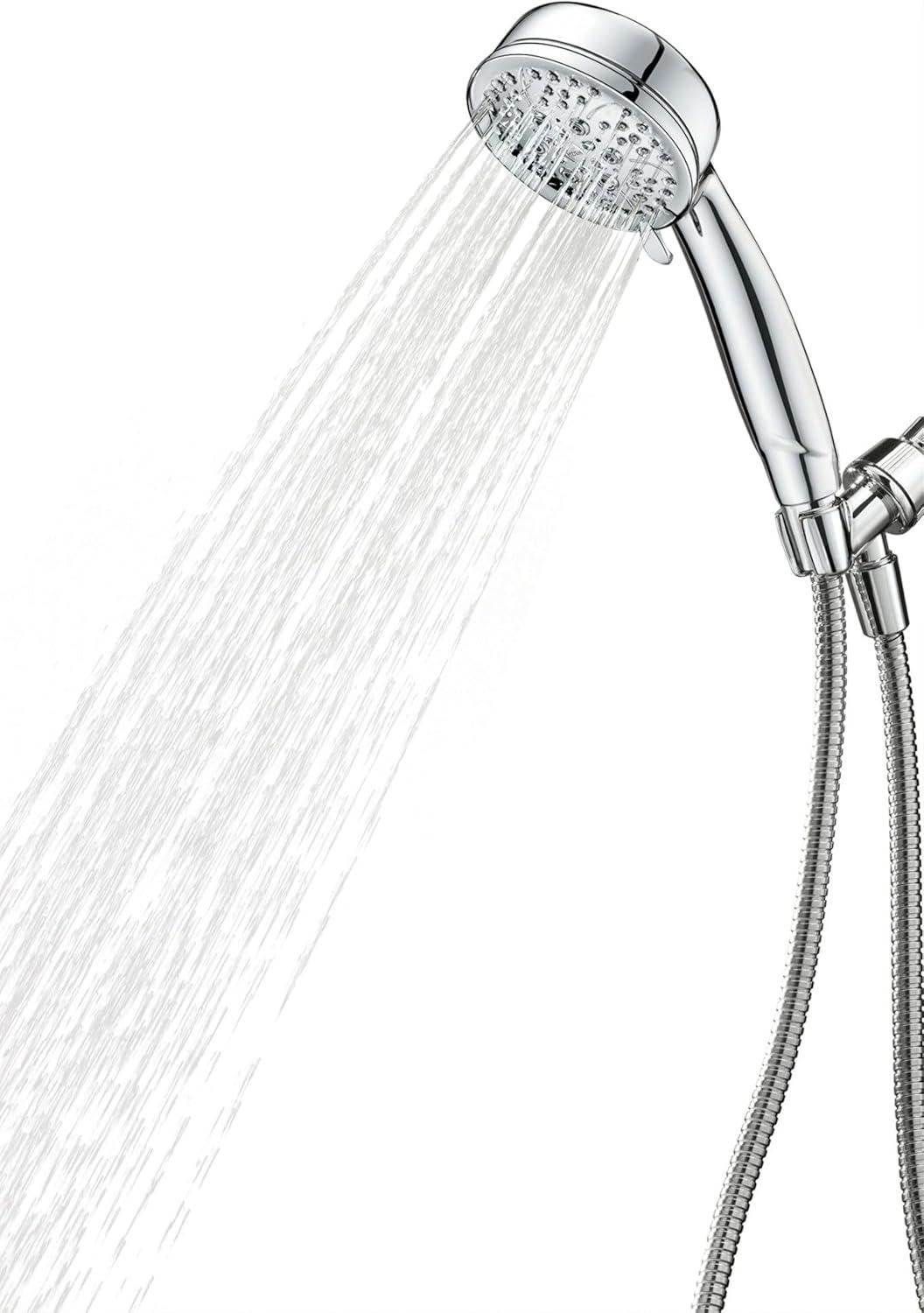 Chrome Handheld Shower with Multiple Spray Settings