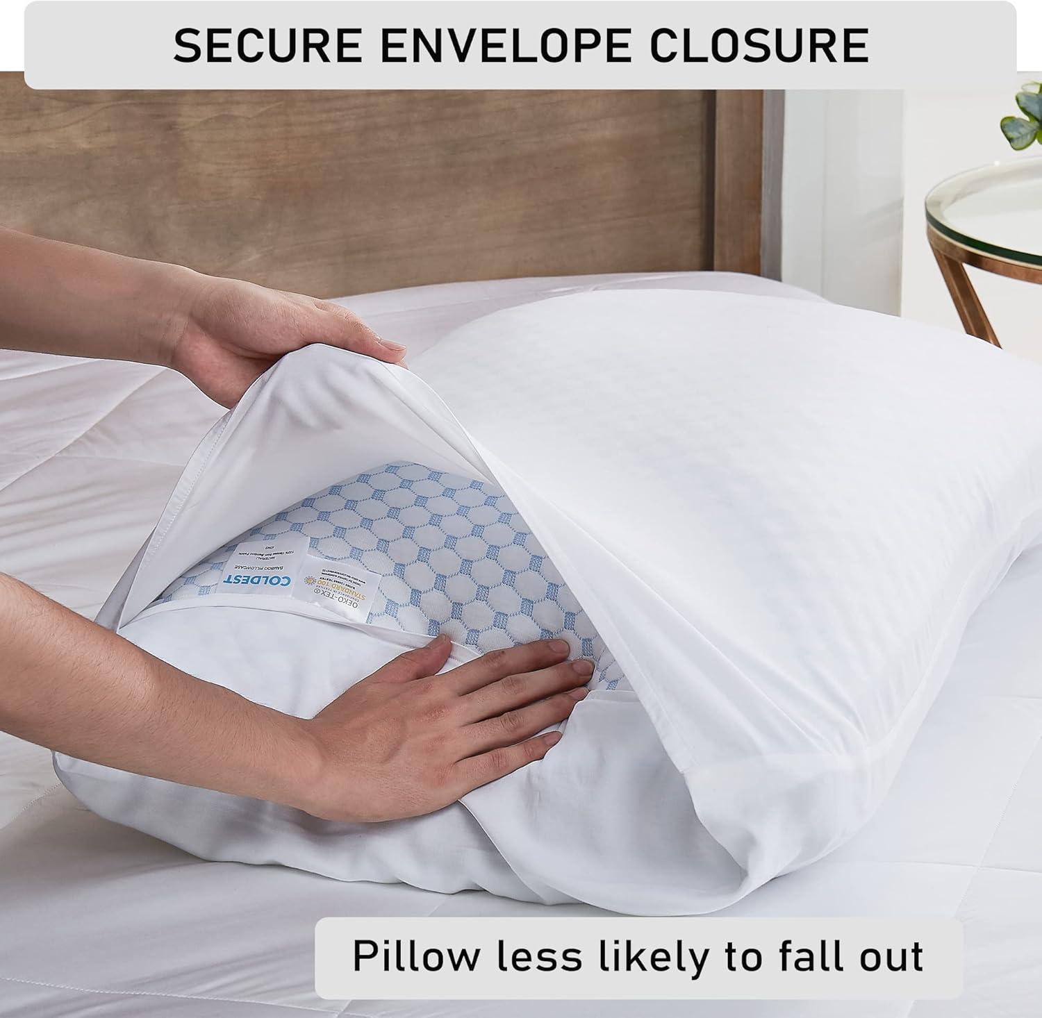 Coldest Bamboo King Pillowcases- Washable Cover Best for Breathable Cool Sleep Relief While Sleeping -Premium (Travel, White)