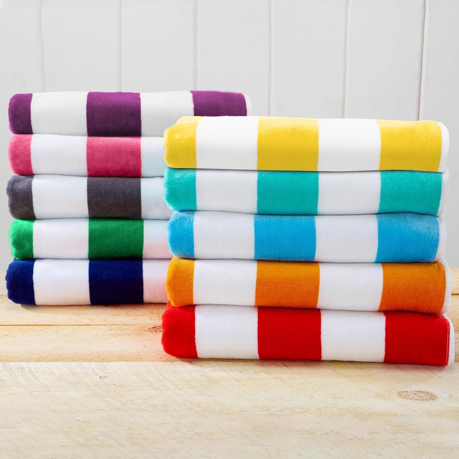 100% Cotton Cabana 4 Pack Beach Towels - Great Bay Home (30" x 60", Navy)