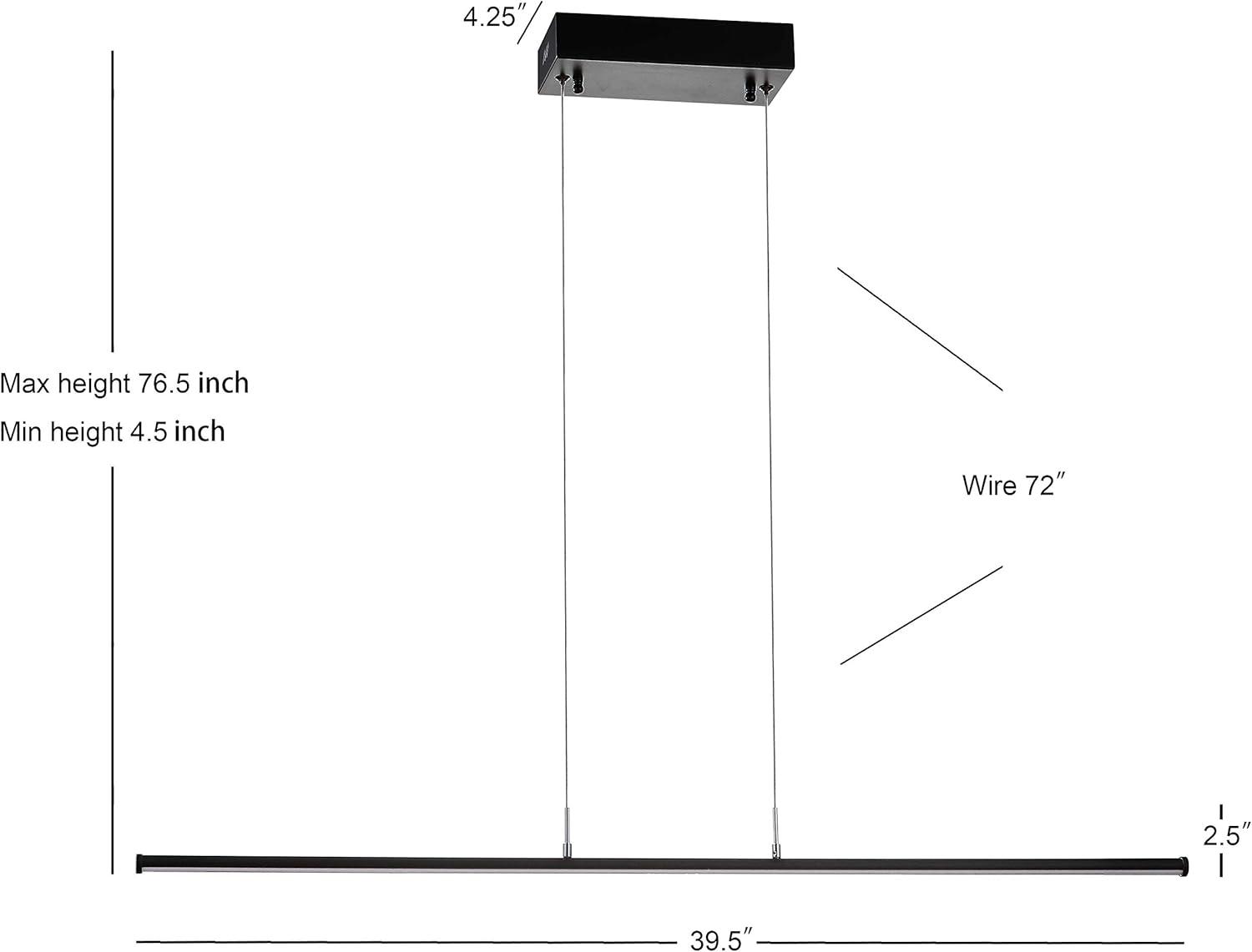 Conley 39.5" Dimmable Adjustable Integrated LED Metal Linear Pendant, Black