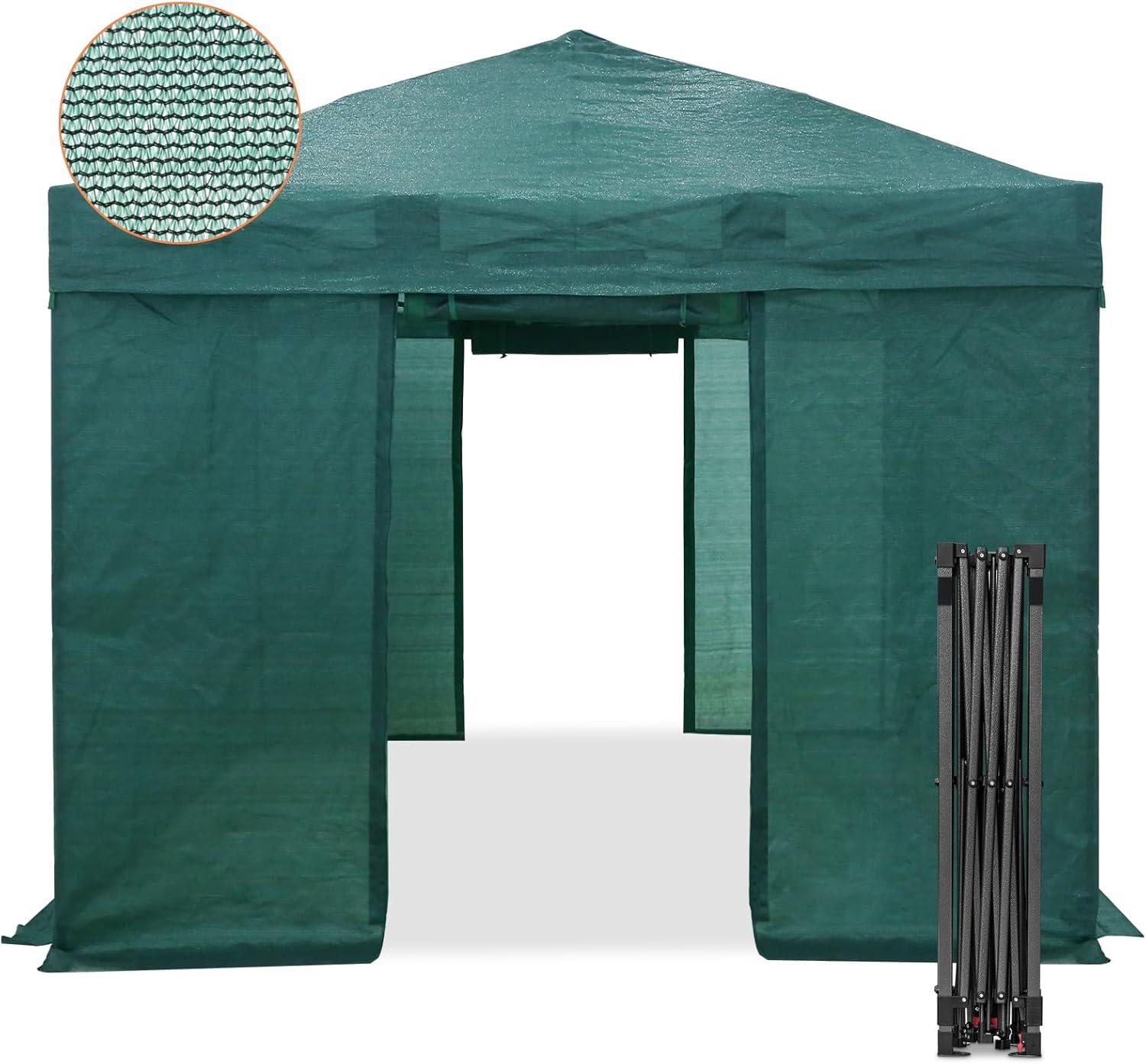 EAGLE PEAK 10x10 Walk-in Shade Cloth Cover Greenhouse Instant Pop-up Portable Gardening Green House with Mesh Cover, Front Entry Door, Green