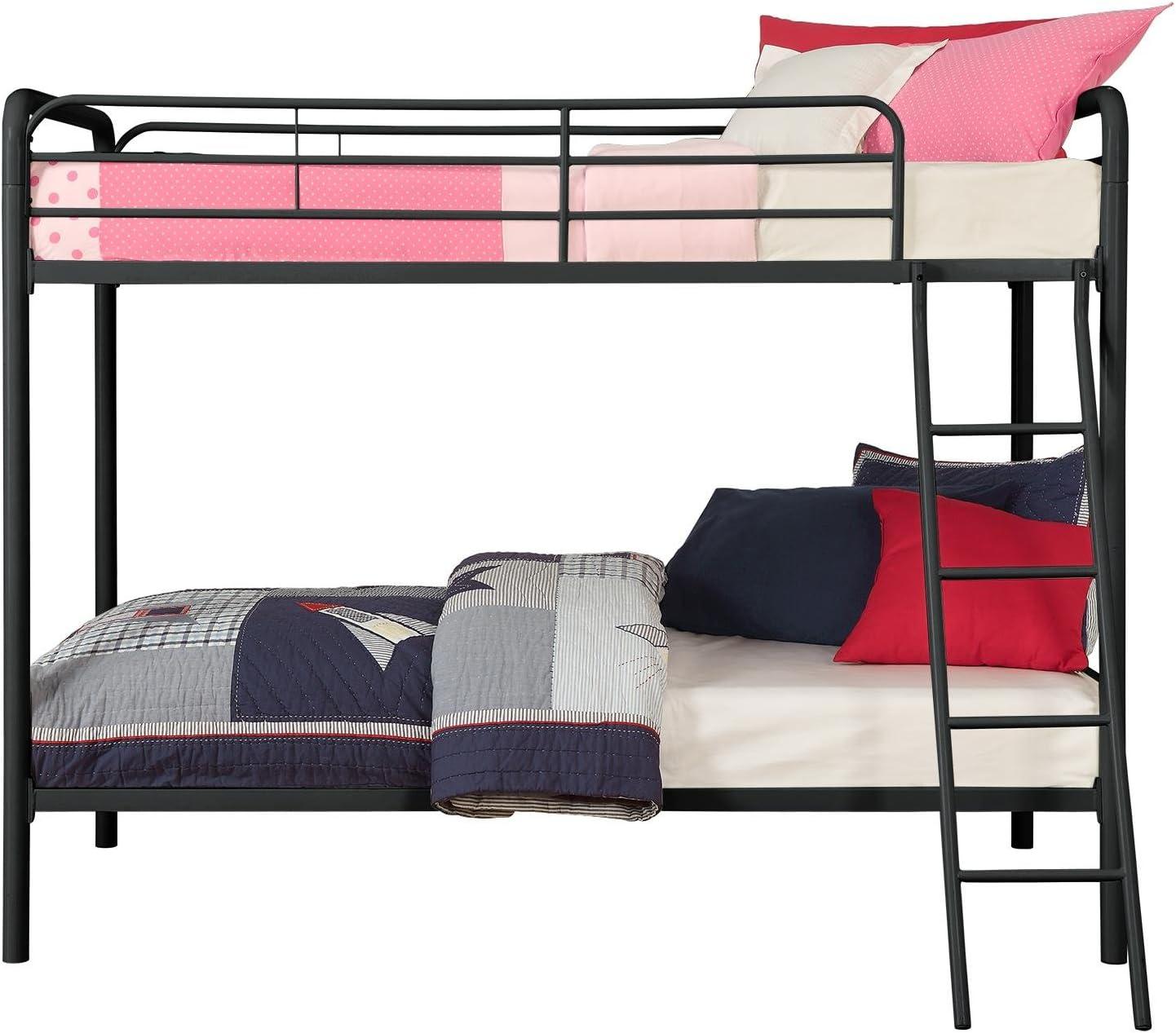 DHP Dusty Twin over Twin Metal Bunk Bed with Secured Ladder, Black