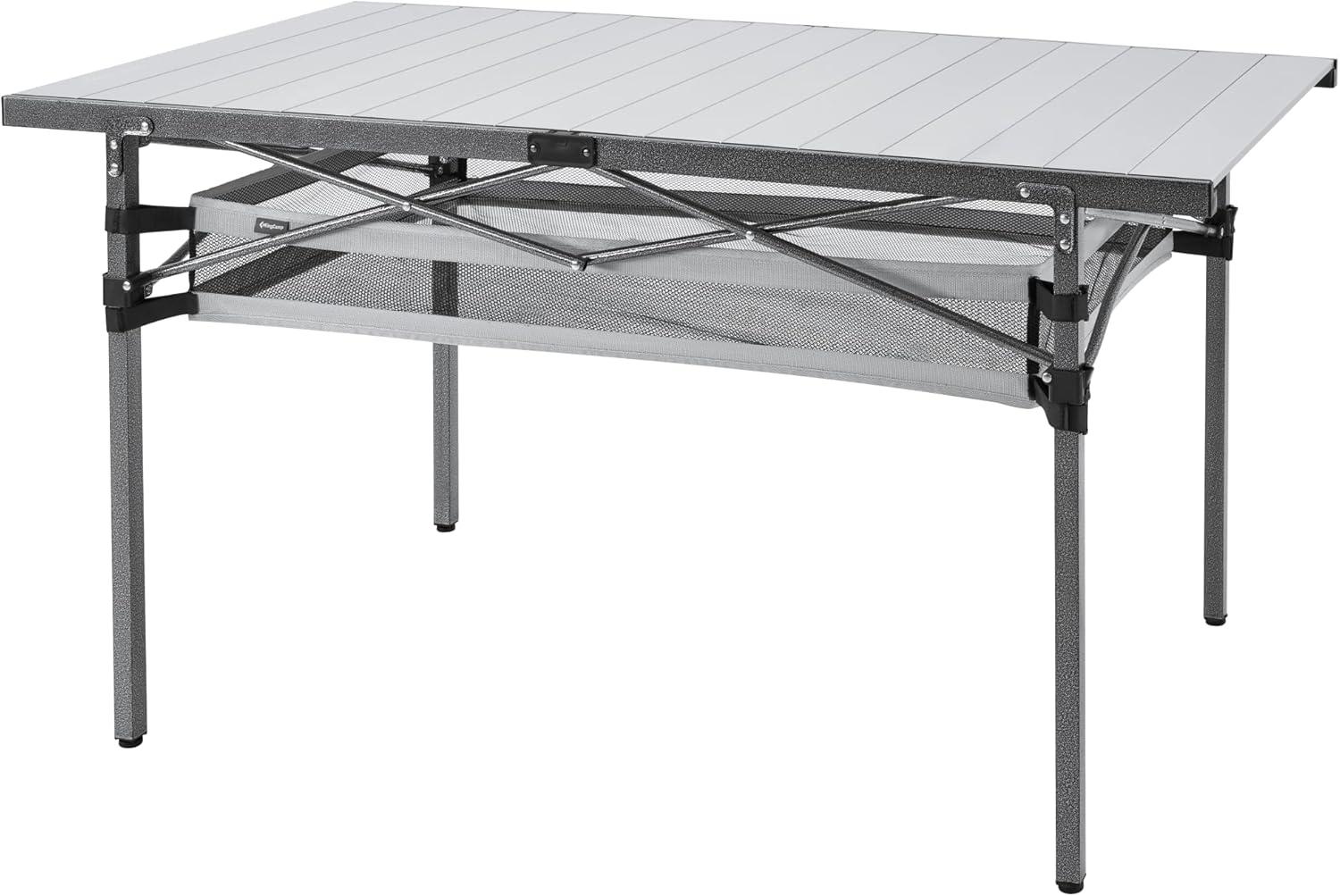 Compact Aluminum Folding Camping Table with Mesh Storage