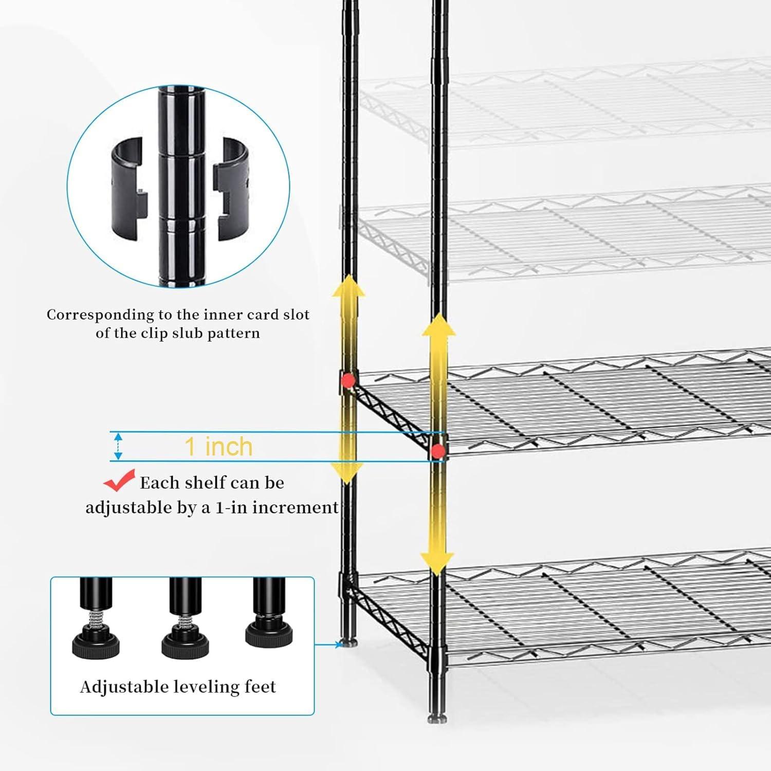 Black Adjustable 3-Tier Steel Wire Storage Shelf