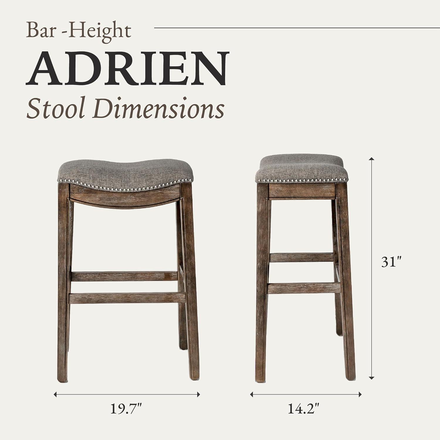 Maven Lane Adrien Upholstered Backless Saddle Kitchen Stool, Set of 2