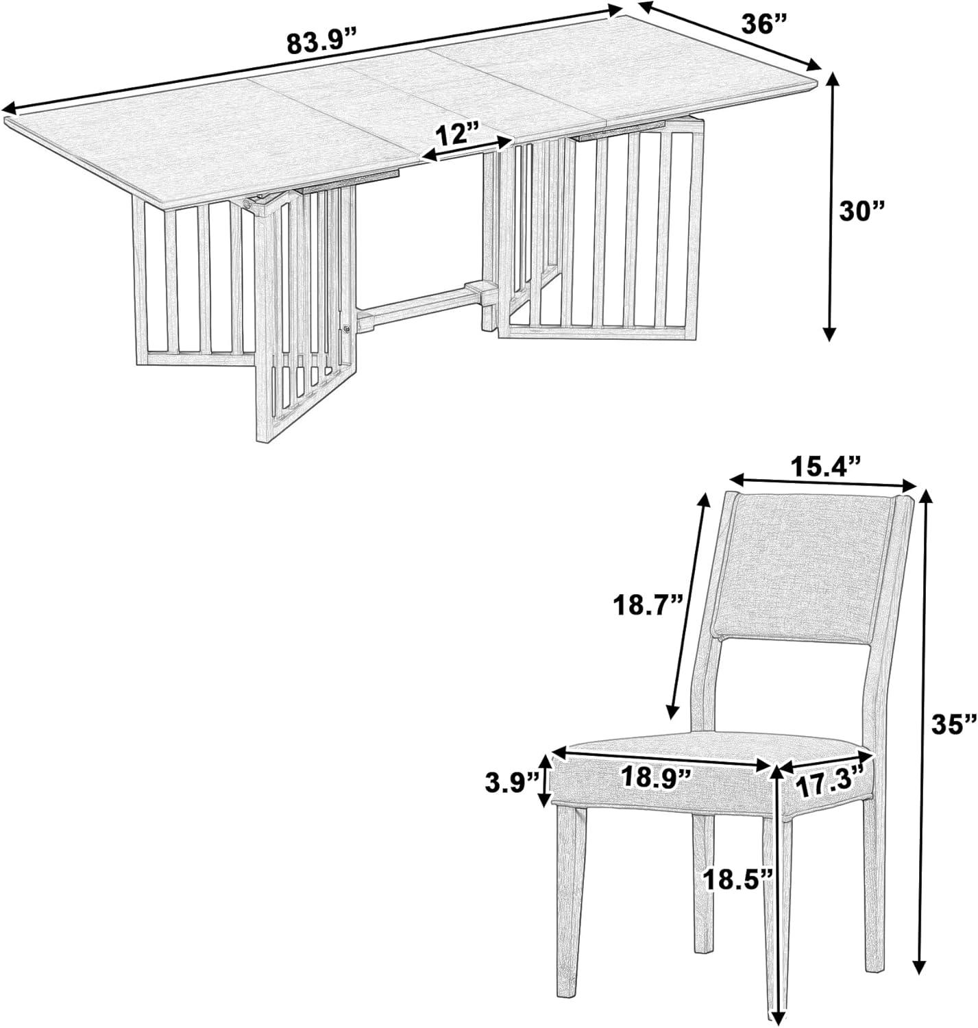 Natural Extendable Dining Table Set with 8 Upholstered Chairs