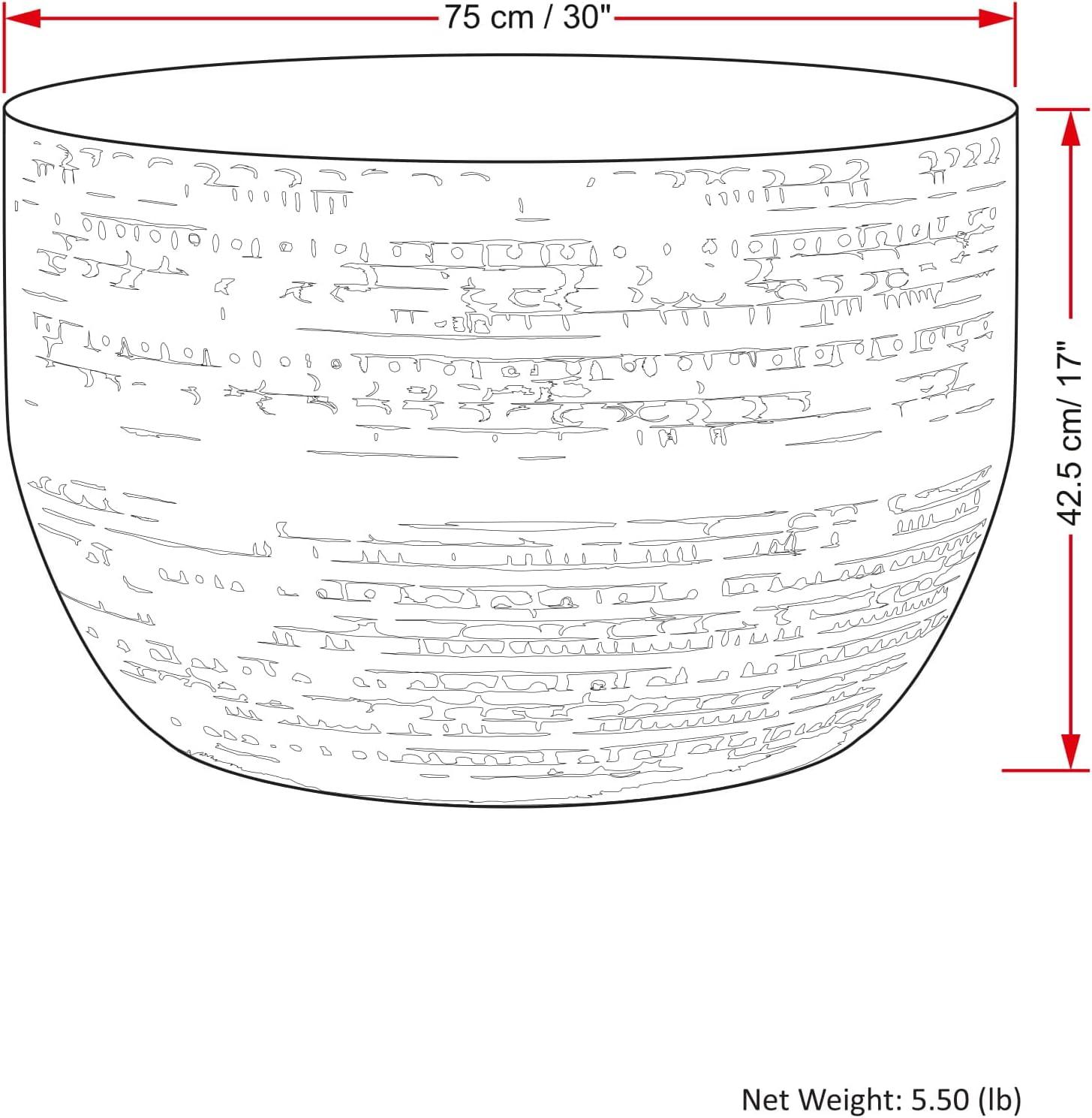 Simpli Home Johnsen 30"W Metal Boho Modern Round Coffee Table with Textured Detail, Assembled