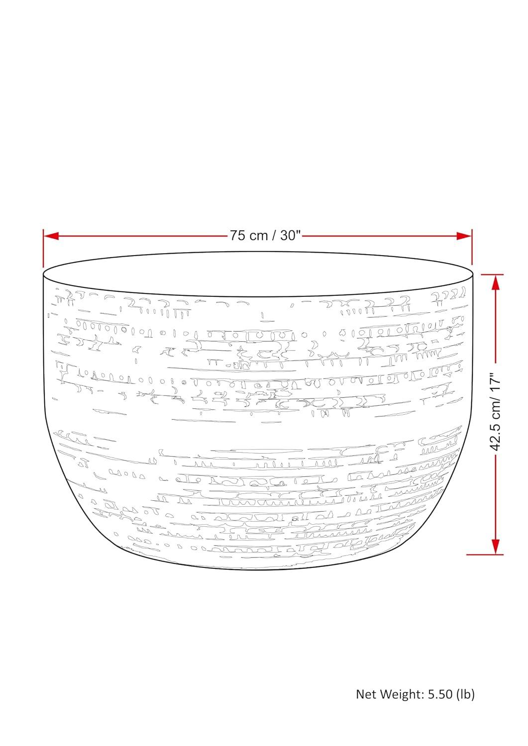 Simpli Home Johnsen 30"W Metal Boho Modern Round Coffee Table with Textured Detail, Assembled