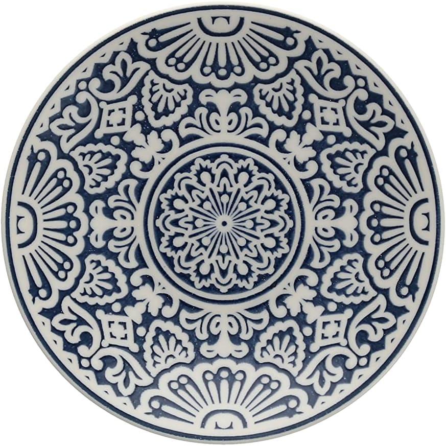 Havana Blue Ceramic Round Bread and Butter Plates, Set of 4