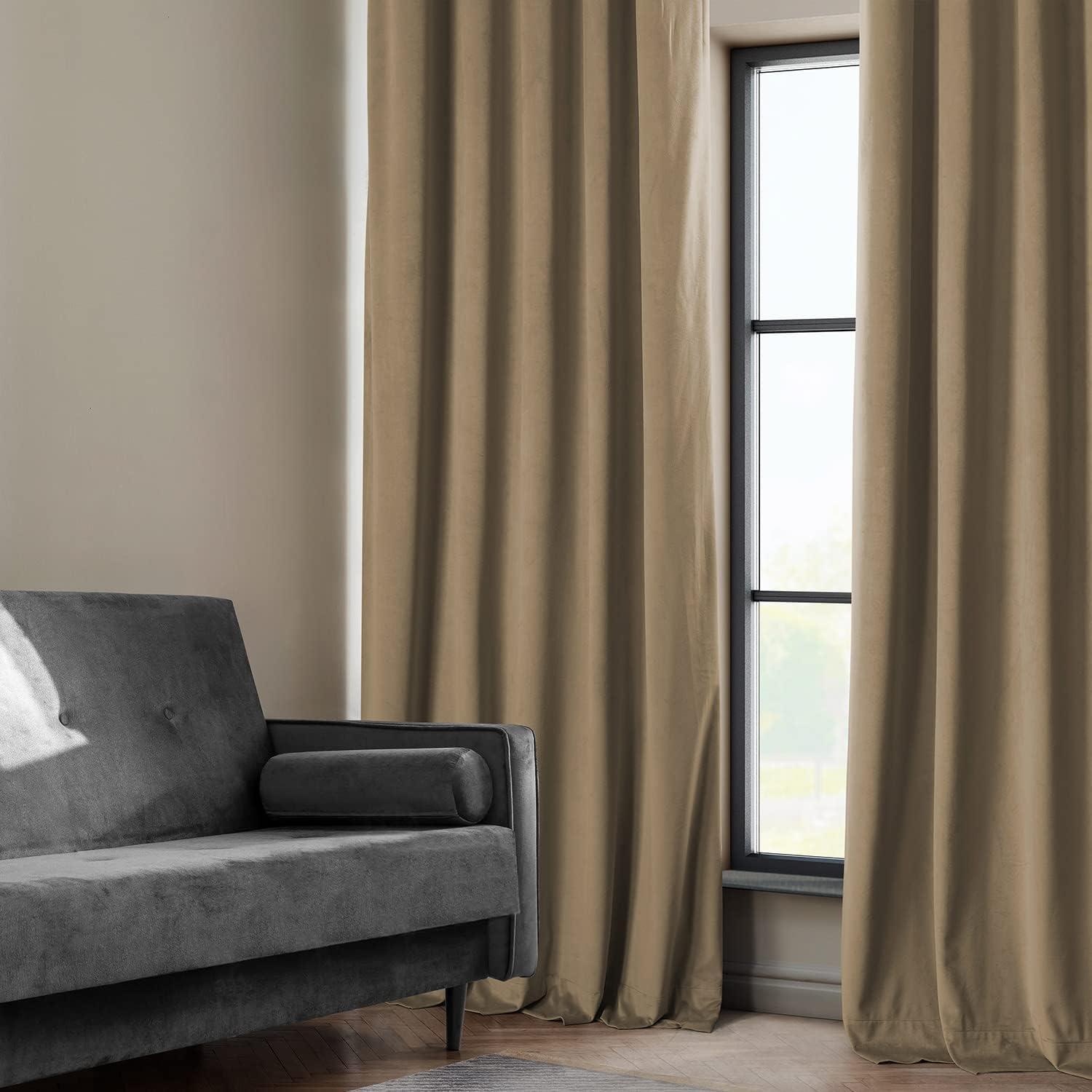 Half Price Drapes Museum Taupe Heritage Plush Velvet Room Darkening Curtains (1 Panel), 50W X 120L