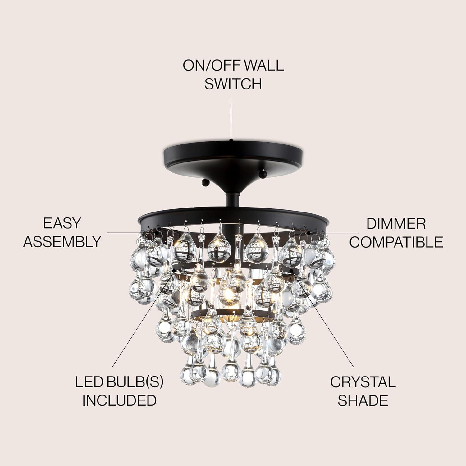 JONATHAN Y Toronto 10" Metal/Crystal LED Flush Mount, Oil Rubbed Bronze