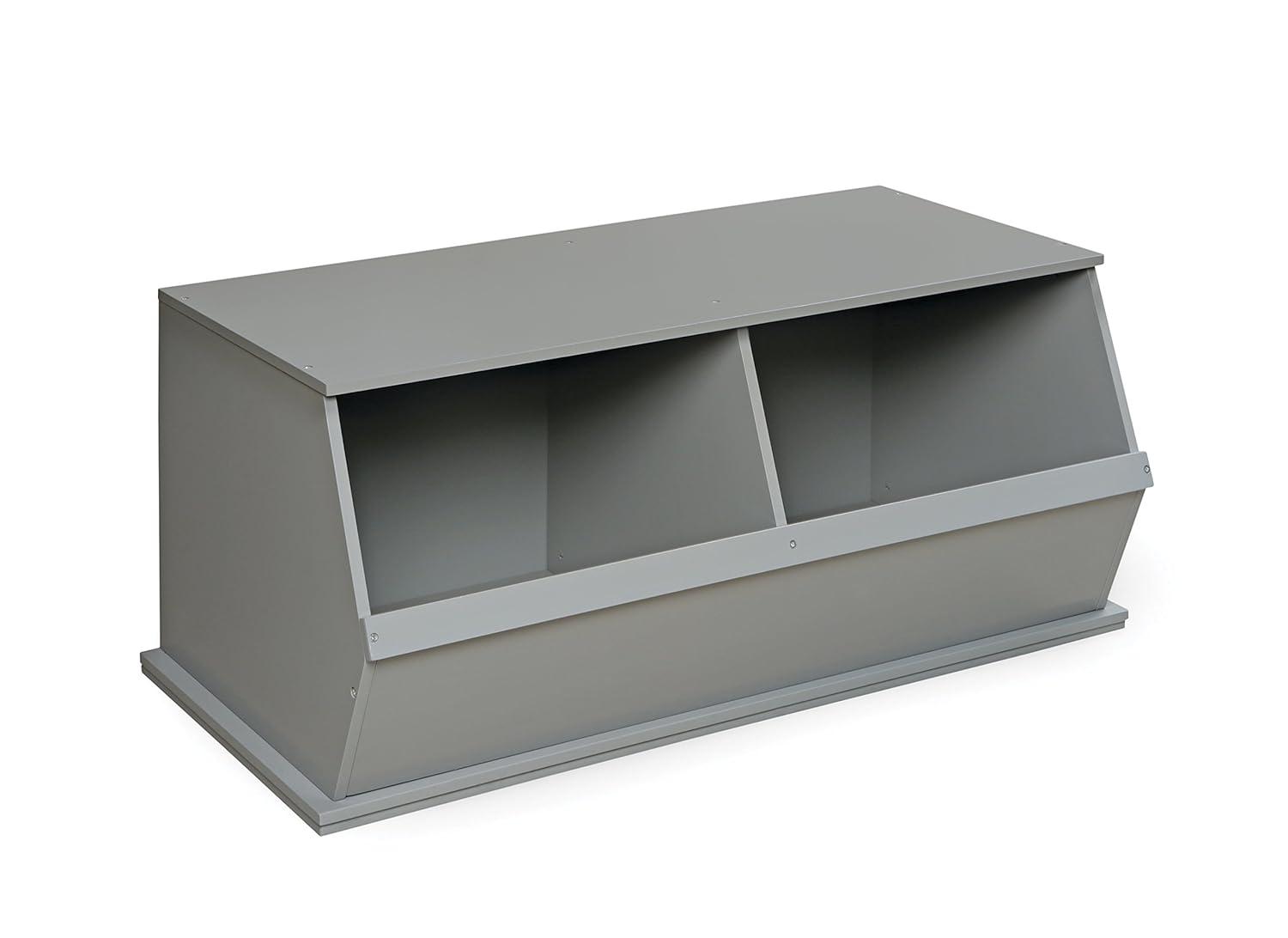 Badger Basket Two Bin Stackable Storage Cubby - Gray