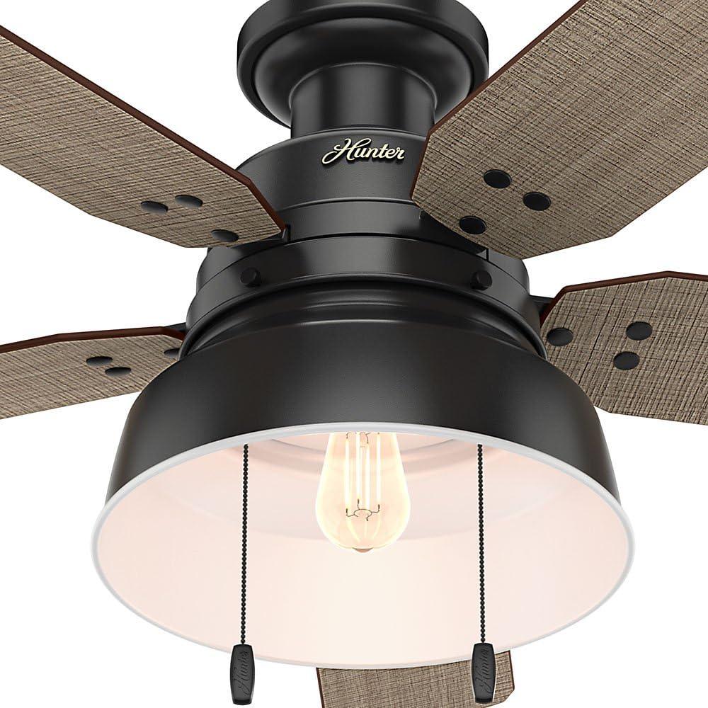 Matte Black 52" Low Profile Industrial Ceiling Fan with LED Lighting