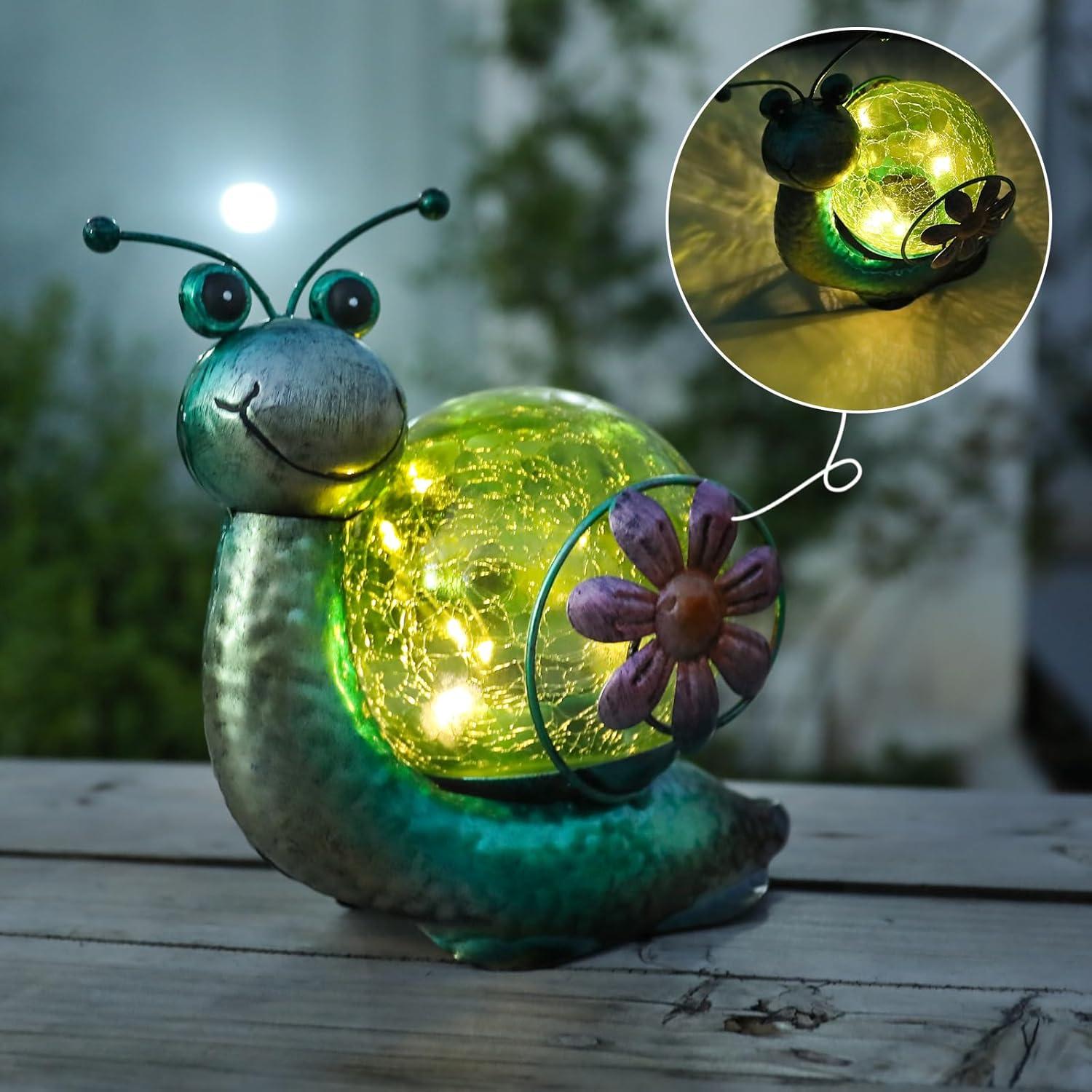 Colorful Glass Snail Solar LED Tabletop Lantern