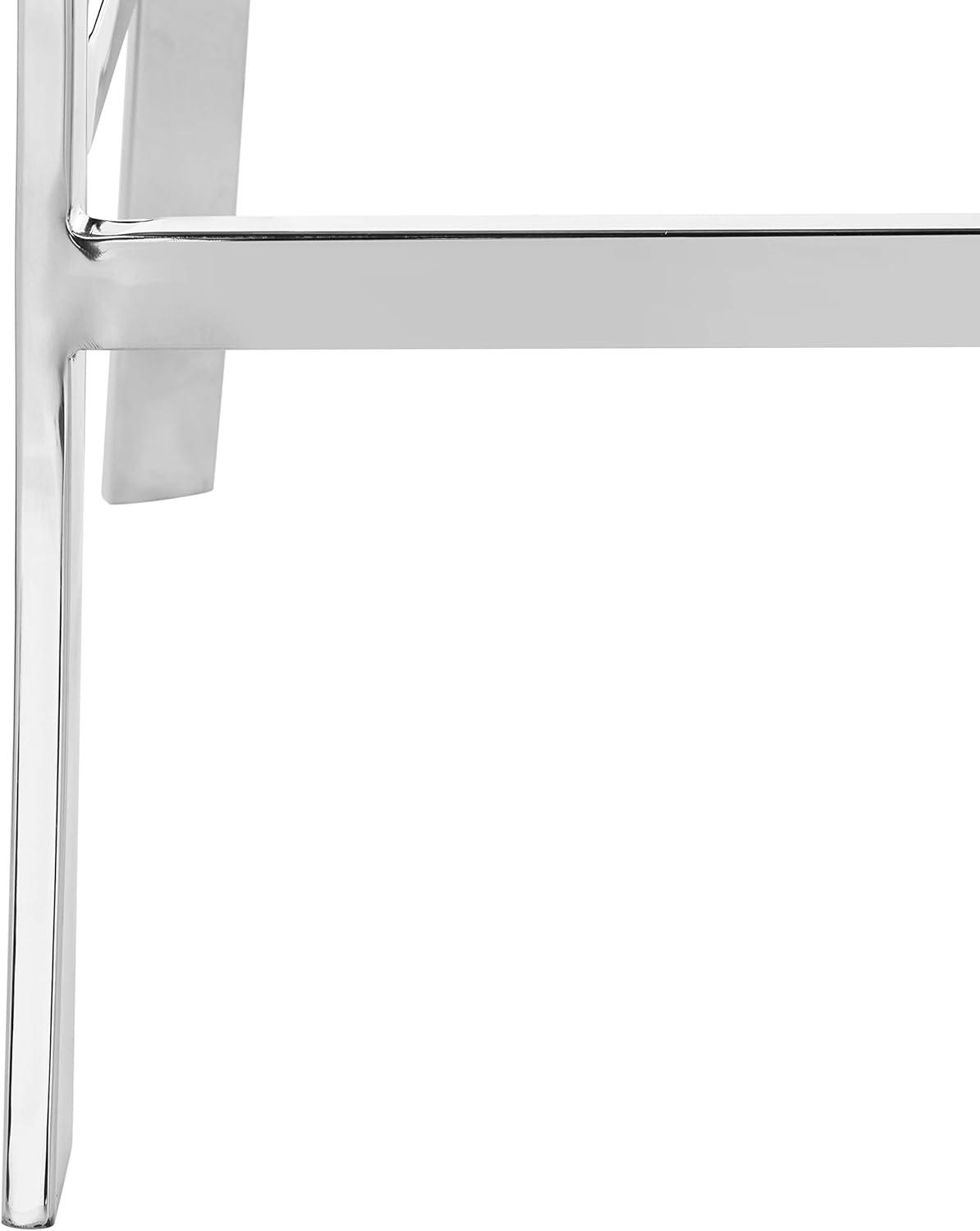 Zoey 39''H Stainless Steel Cross Back Bar Stool - Chrome/Black - Safavieh